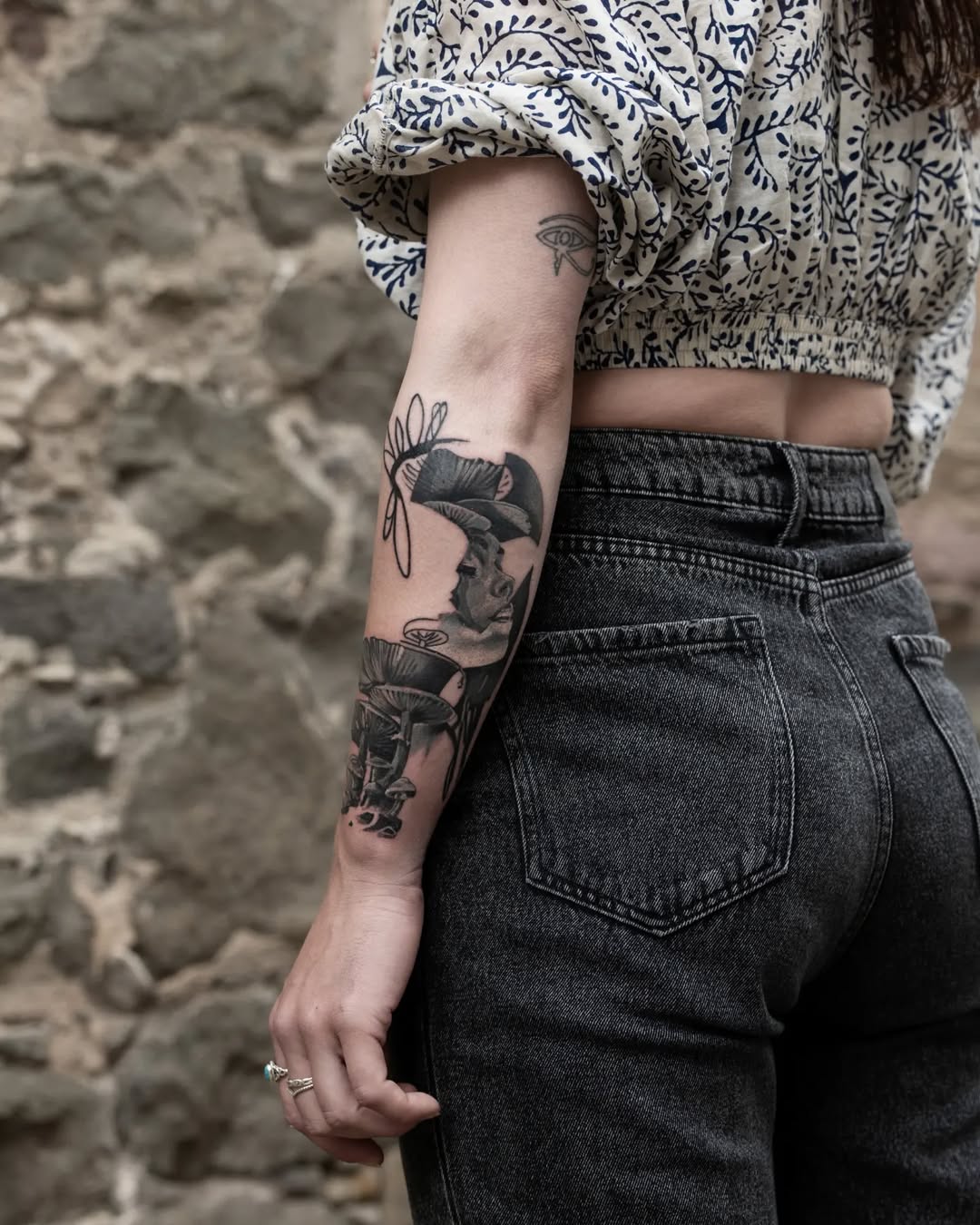 Surreal Botanical Portrait Forearm