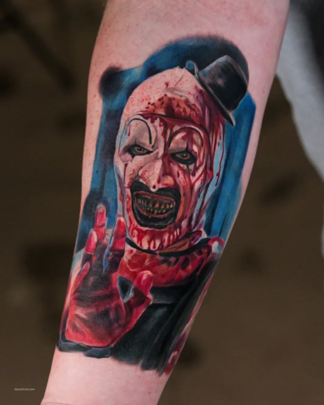 Horror Clown Realism Forearm Tattoo