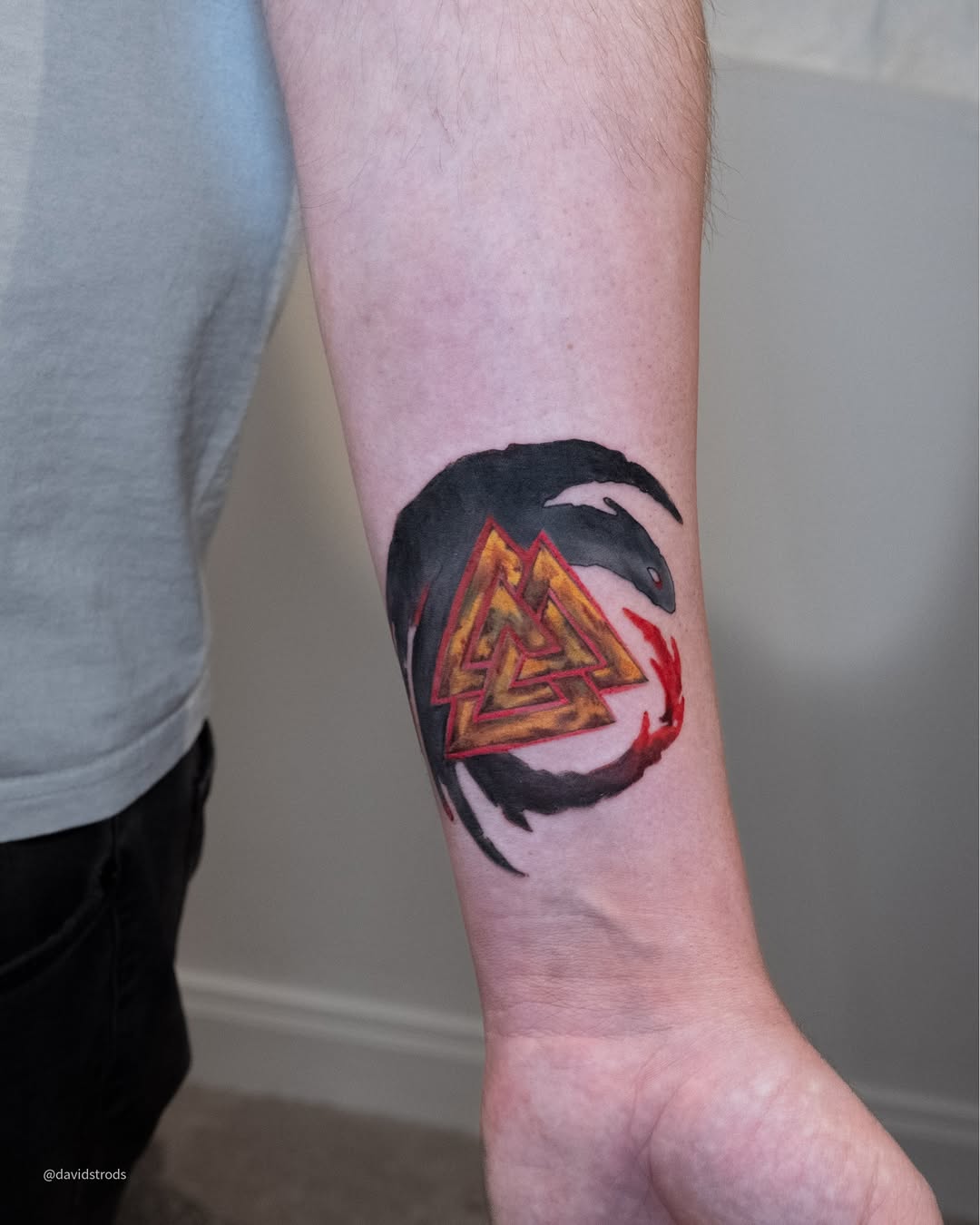 Valknut & Jörmungandr Norse Symbol Tattoo