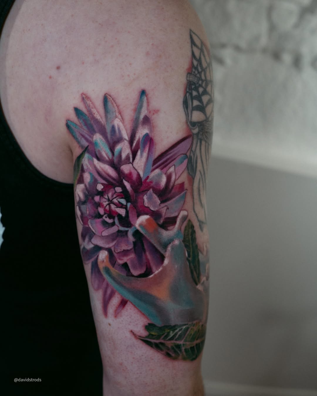 Surreal Hand & Bloom Color Tattoo