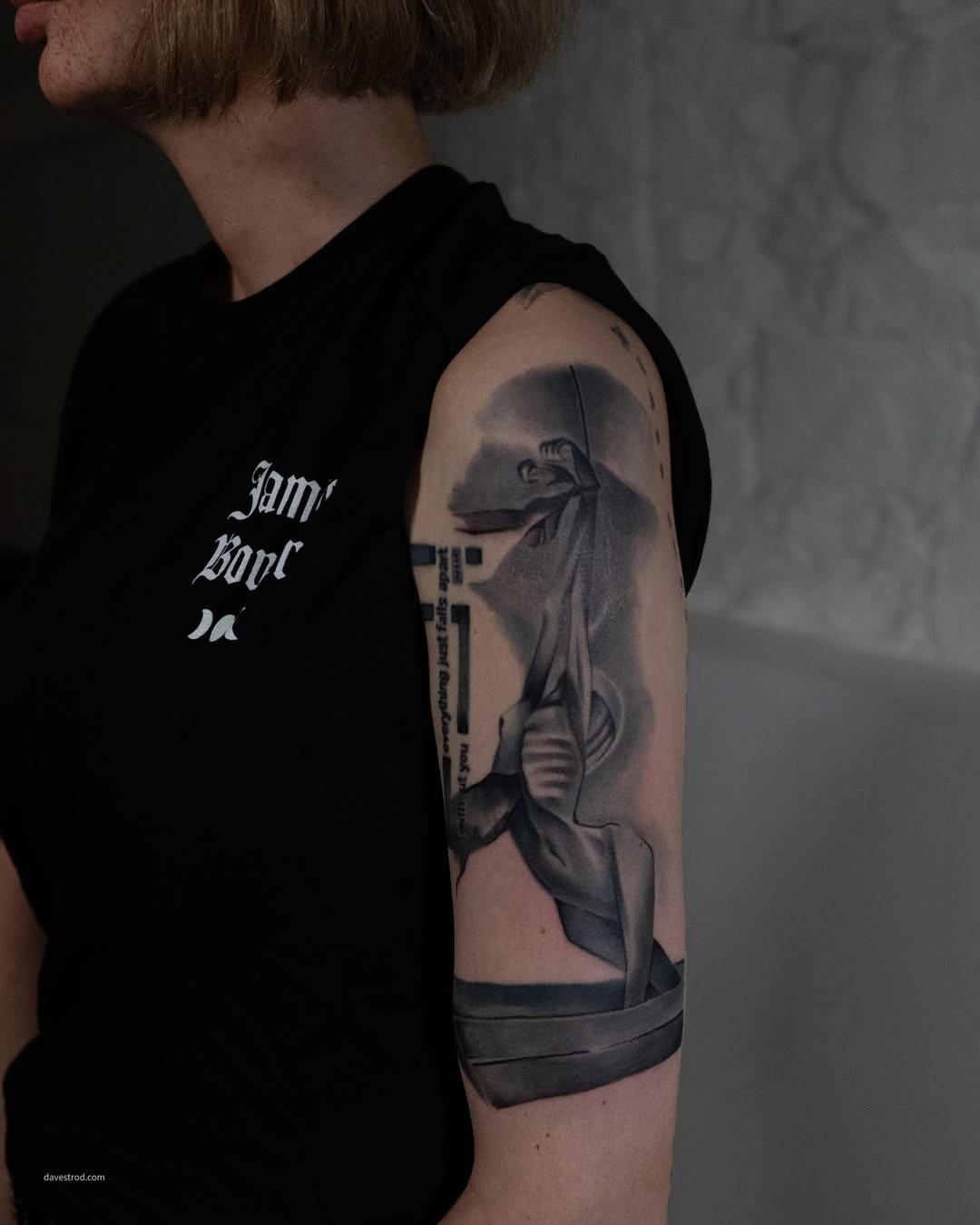 Minimalist Surreal Figure Blackwork Tattoo