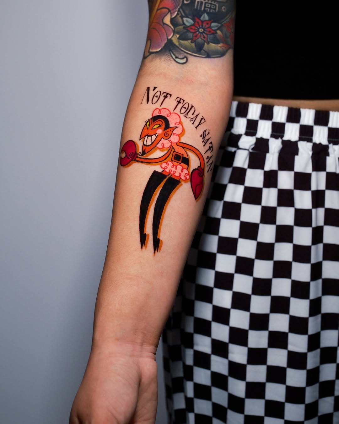 Vintage Cartoon Devil “Not Today Satan” Tattoo