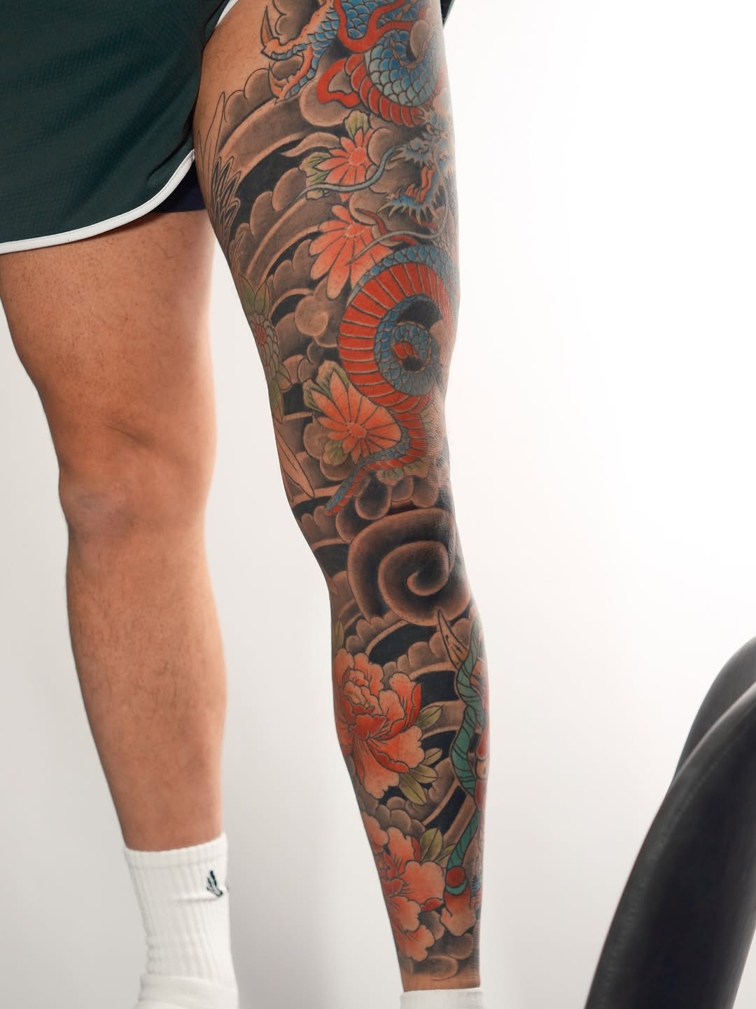 Japanese Dragon & Oni Full Leg Sleeve