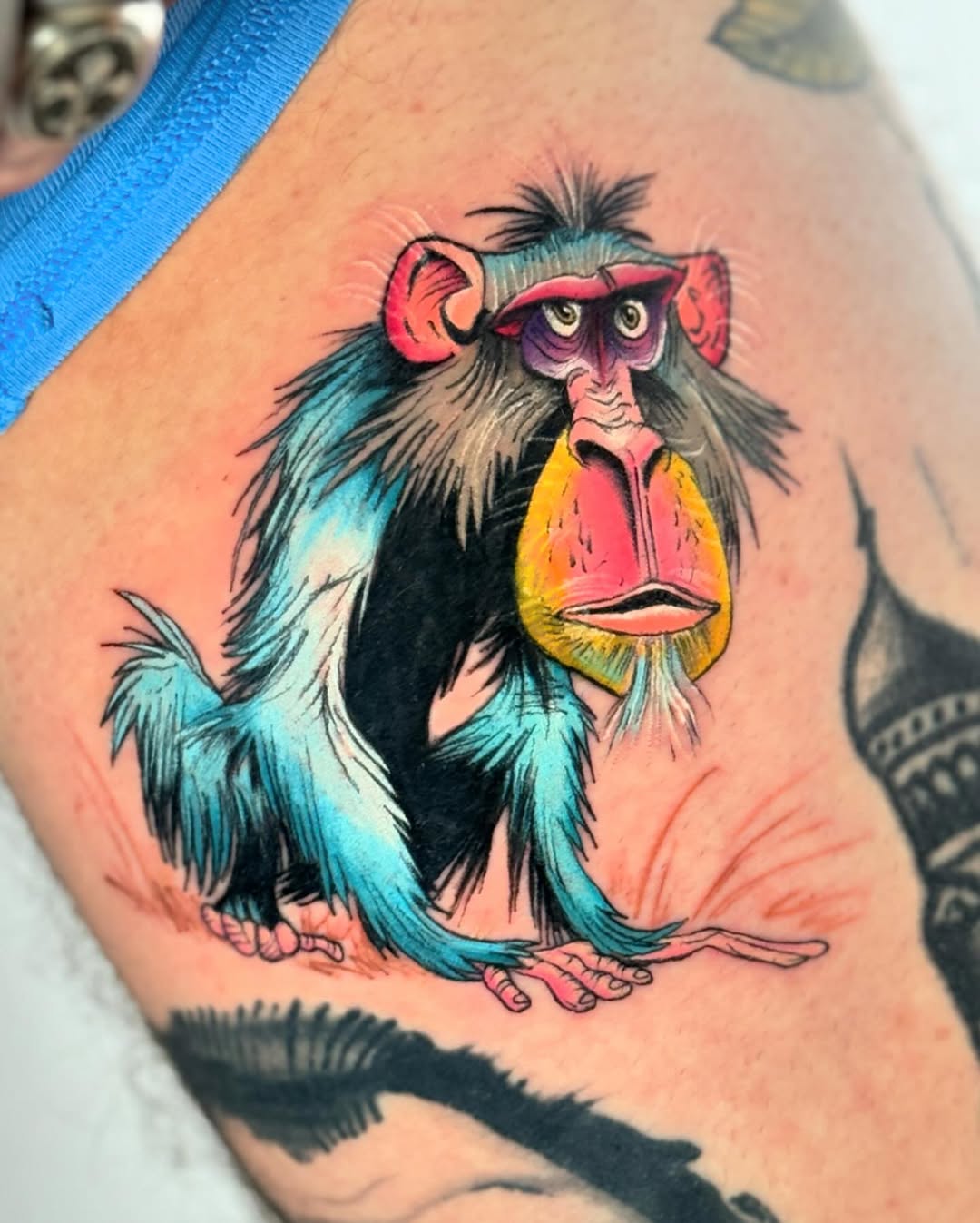 Colorful Mandrill Illustrative Tattoo