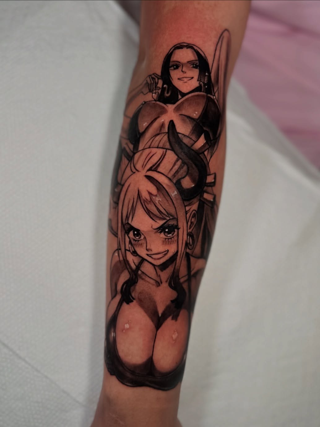 One Piece Girls Duo — Black & Grey Anime Panel