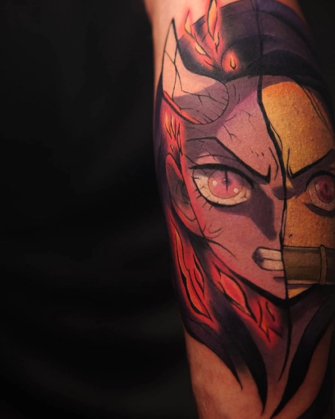 Split Persona — Demon & Warrior Duality Tattoo