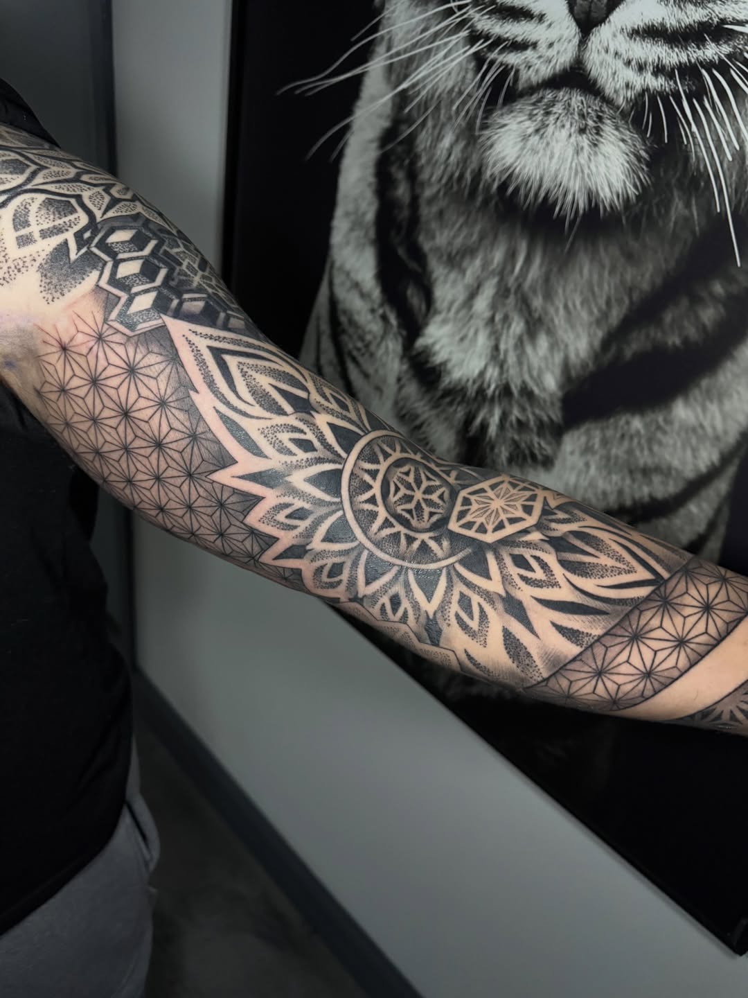 Geometric Mandala Blackwork Sleeve