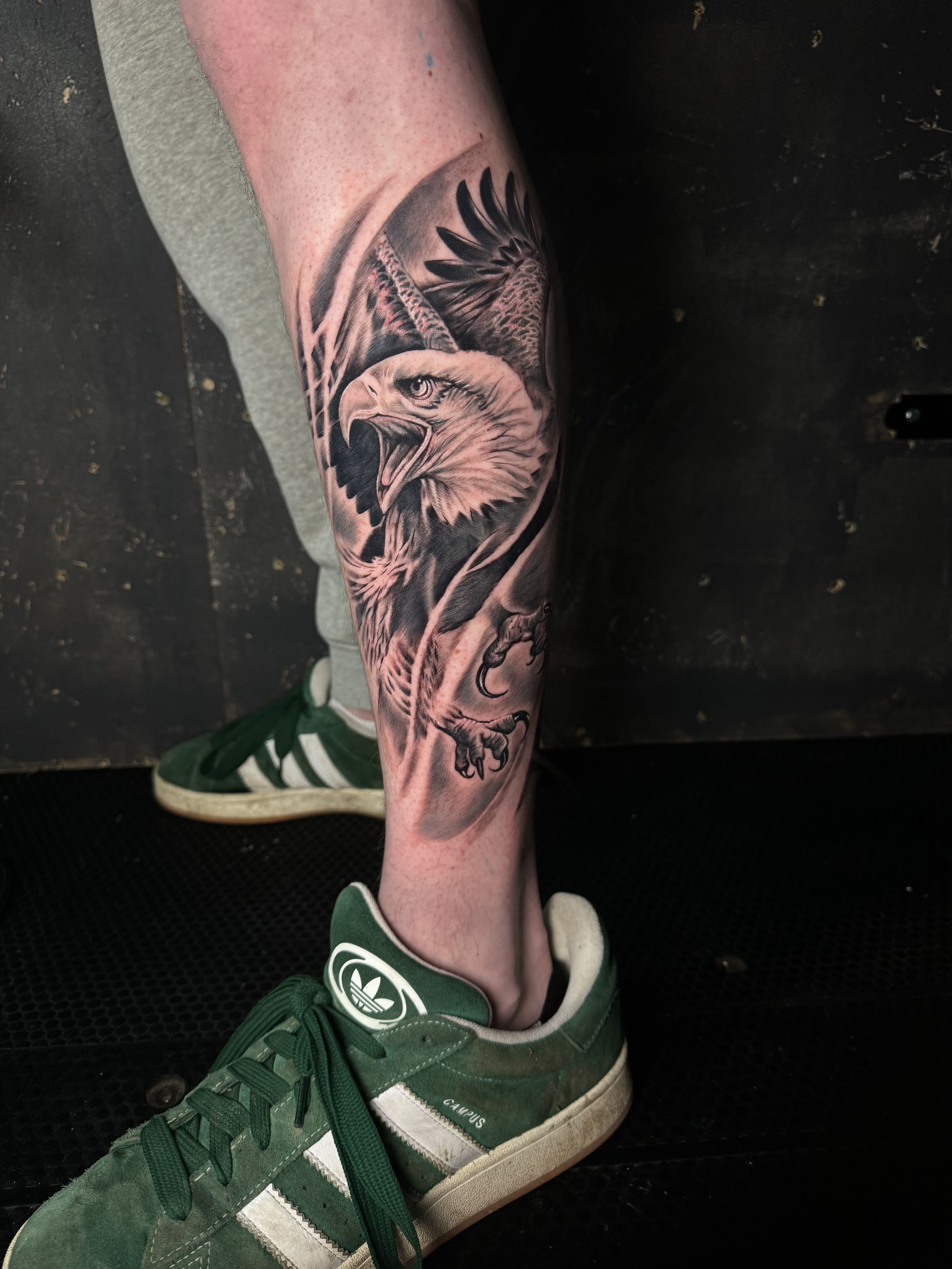 Bald Eagle Realism Calf Tattoo