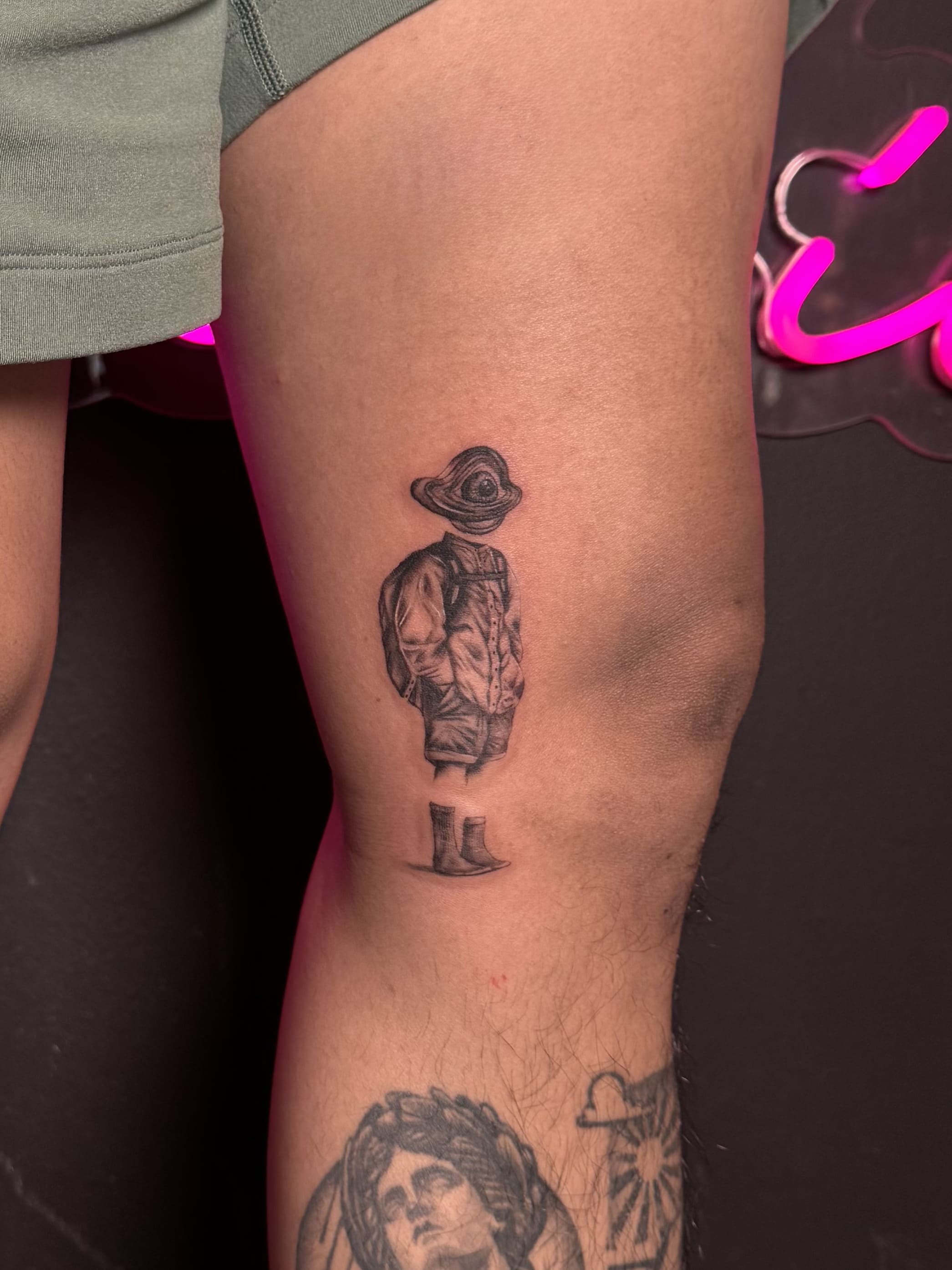 Surreal Floating Gentleman Micro Tattoo