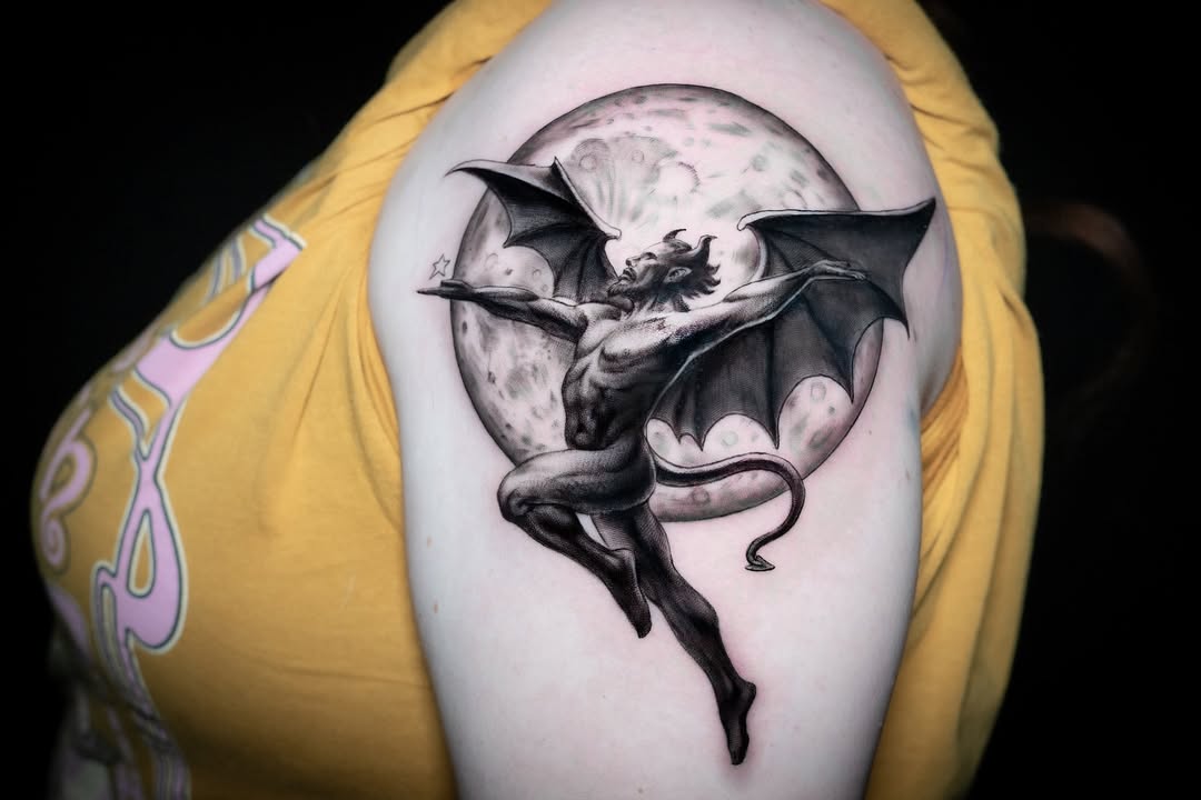 Fallen Angel Silhouette in Moonlight