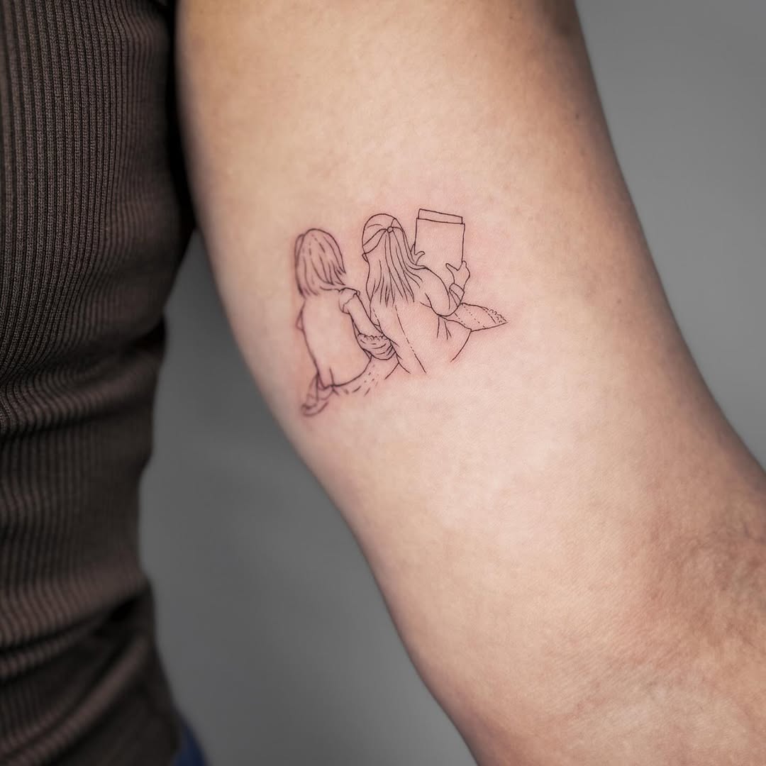 Minimal Fine Line Quiet Moment Tattoo