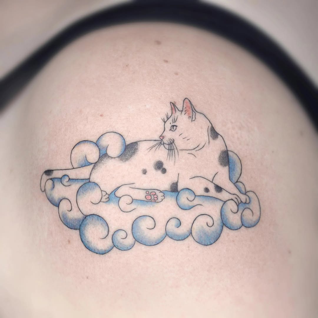 Cat Resting on Cloud Waves