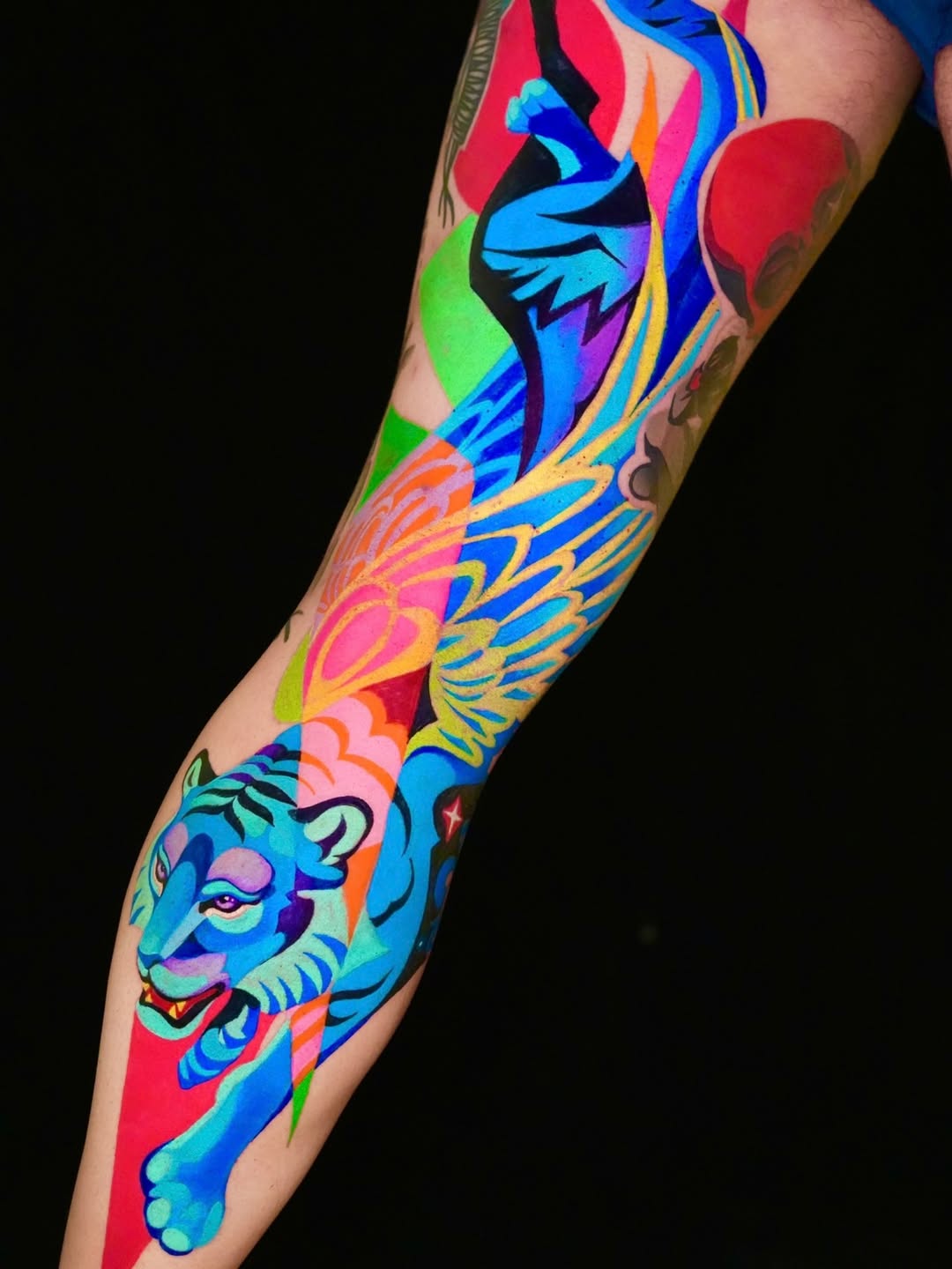 Vibrant Neo-Traditional Panther Sleeve