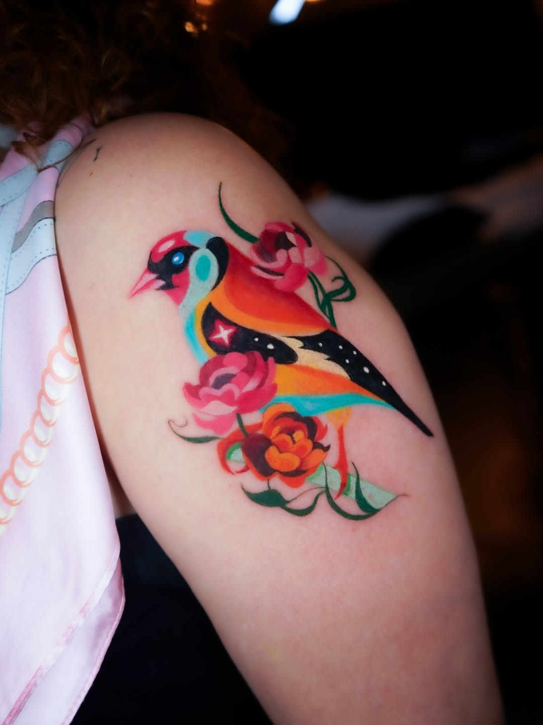 Vibrant Songbird with Floral Frame