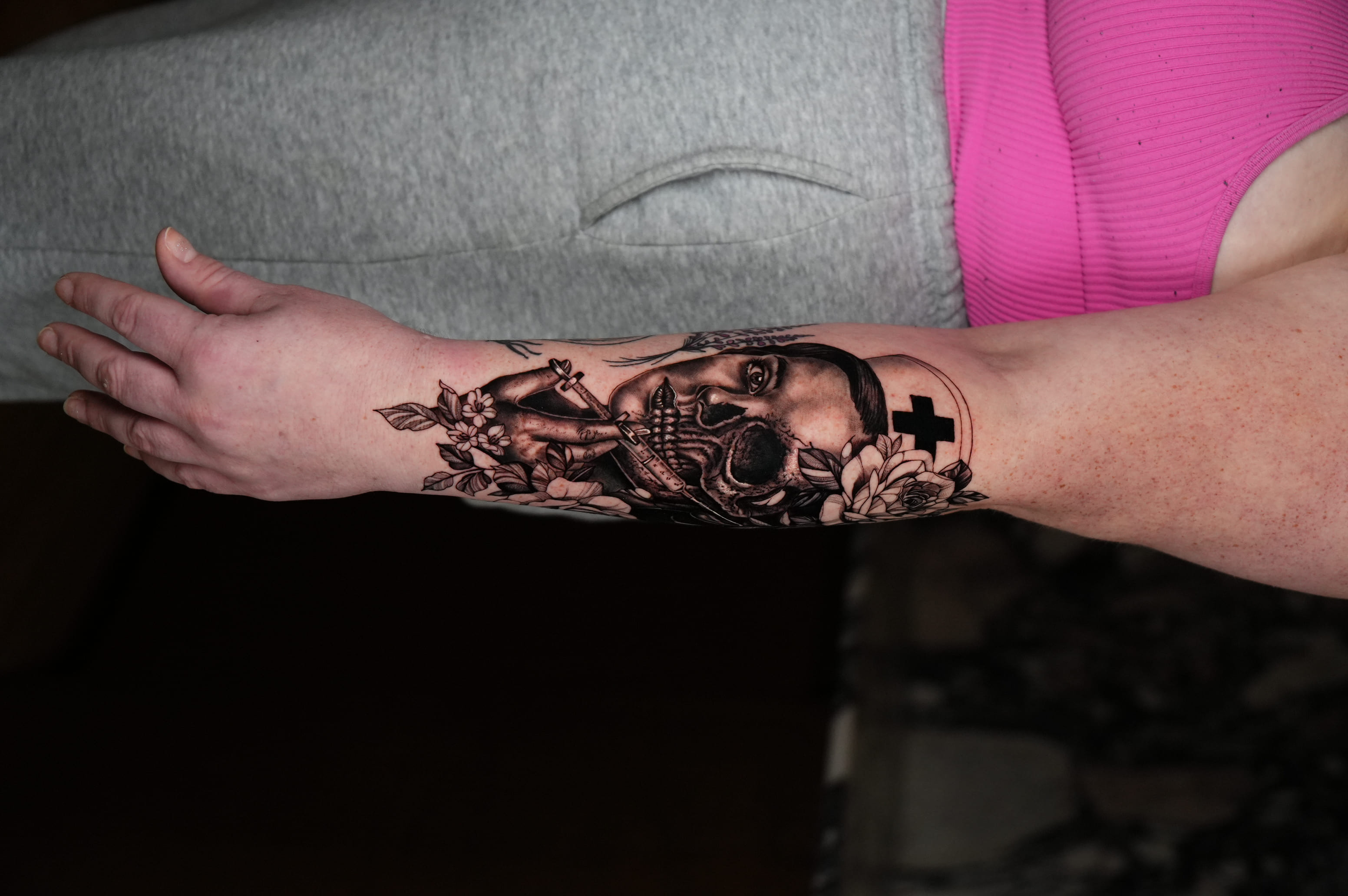 Nurse Skull Portrait Tattoo