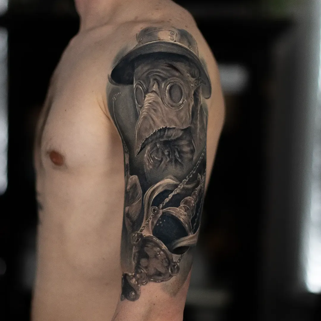Plague Doctor Dark Realism Tattoo