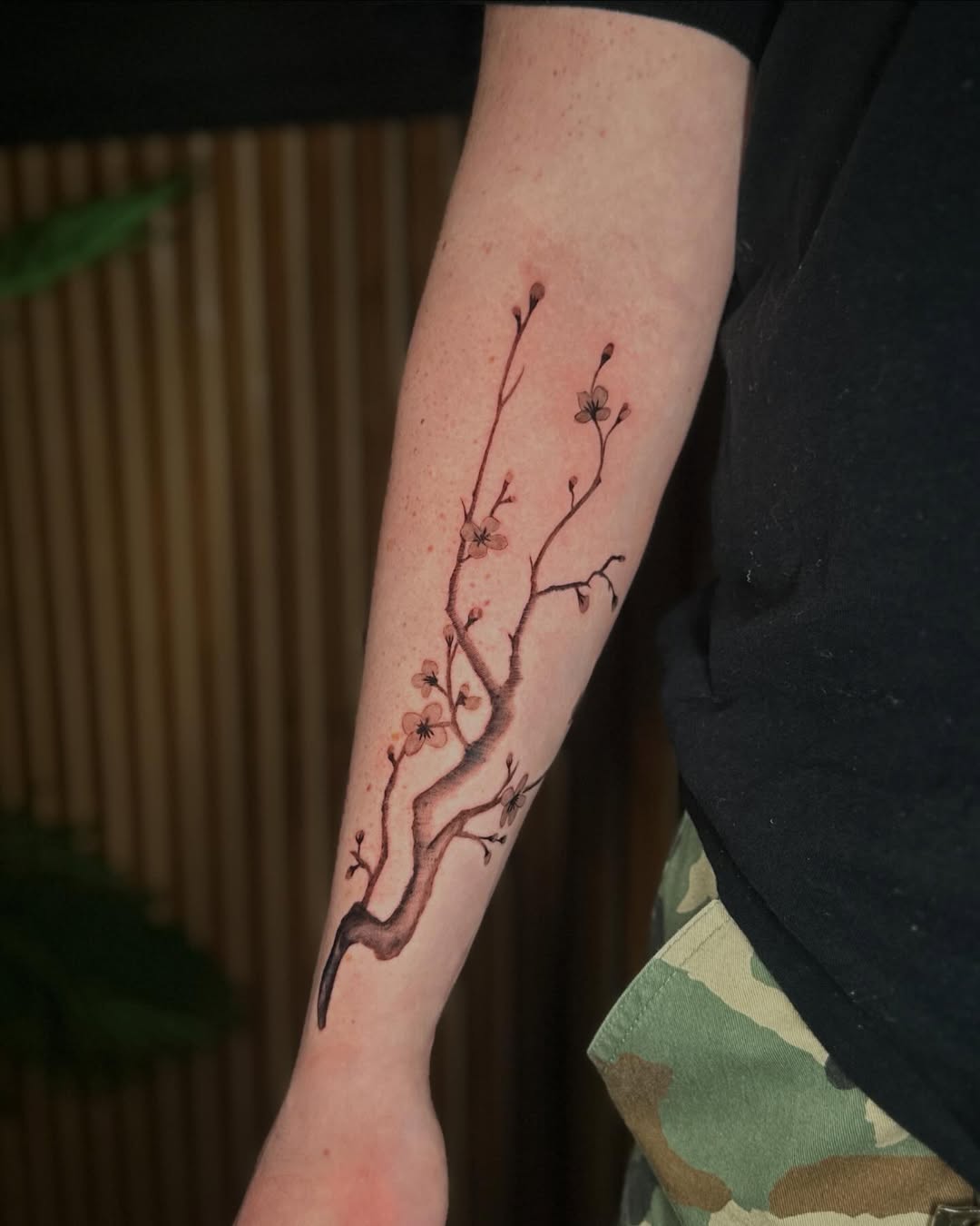 Cherry Blossom Branch Forearm Tattoo