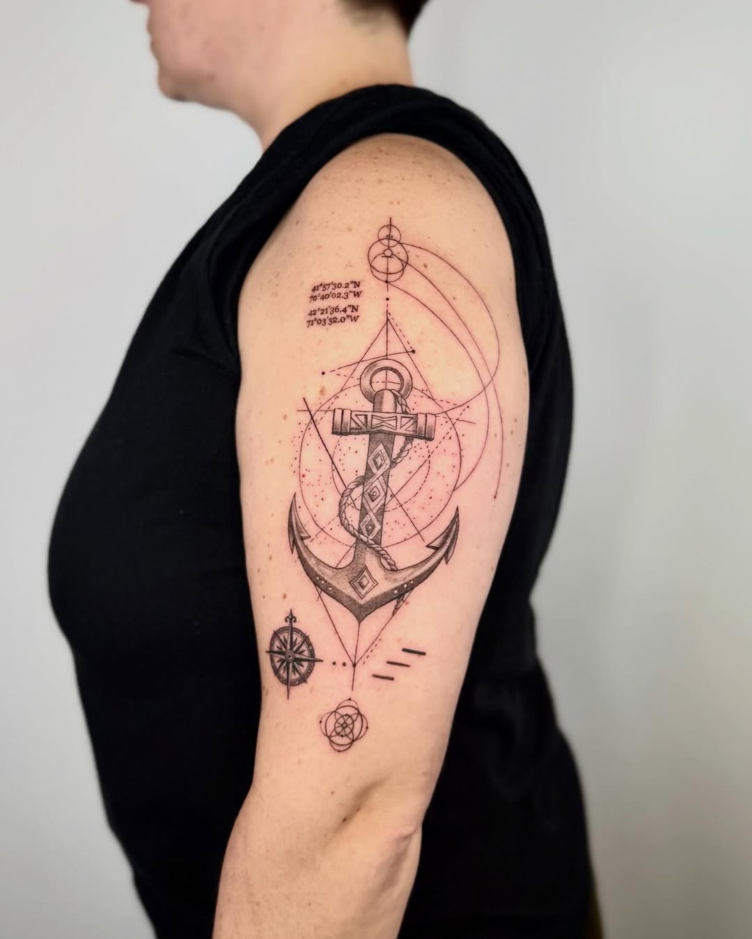 Geometric Anchor Navigation Tattoo