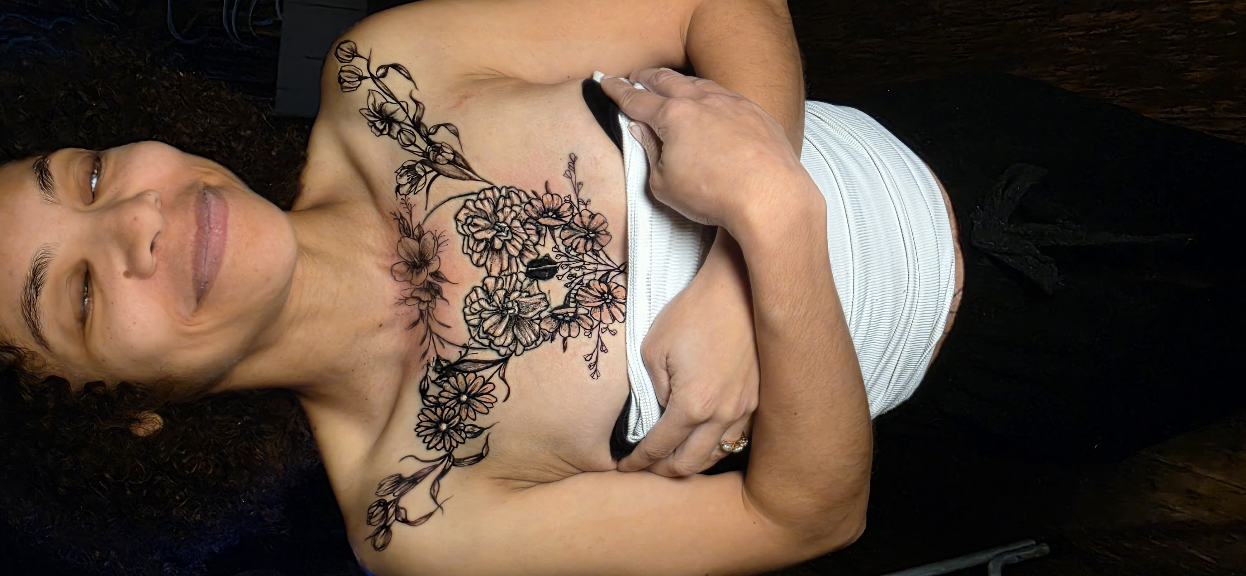 Floral Skull Chest Composition