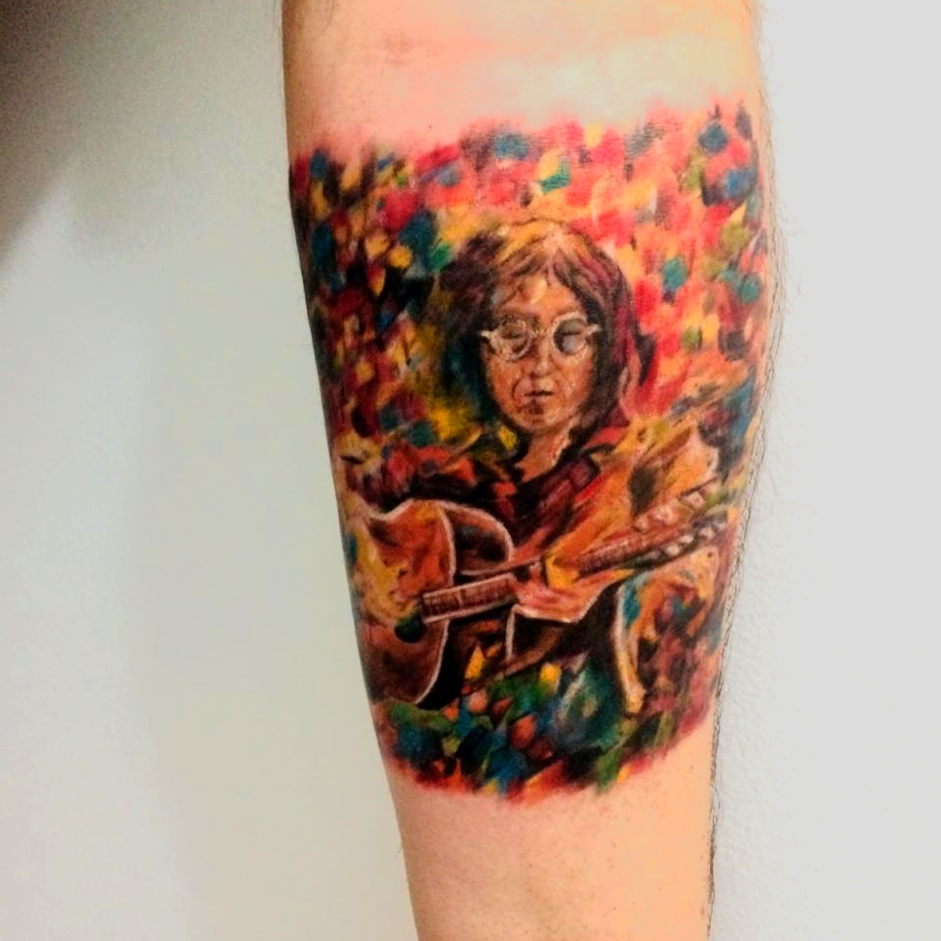 Color Portrait Guitarist Tattoo