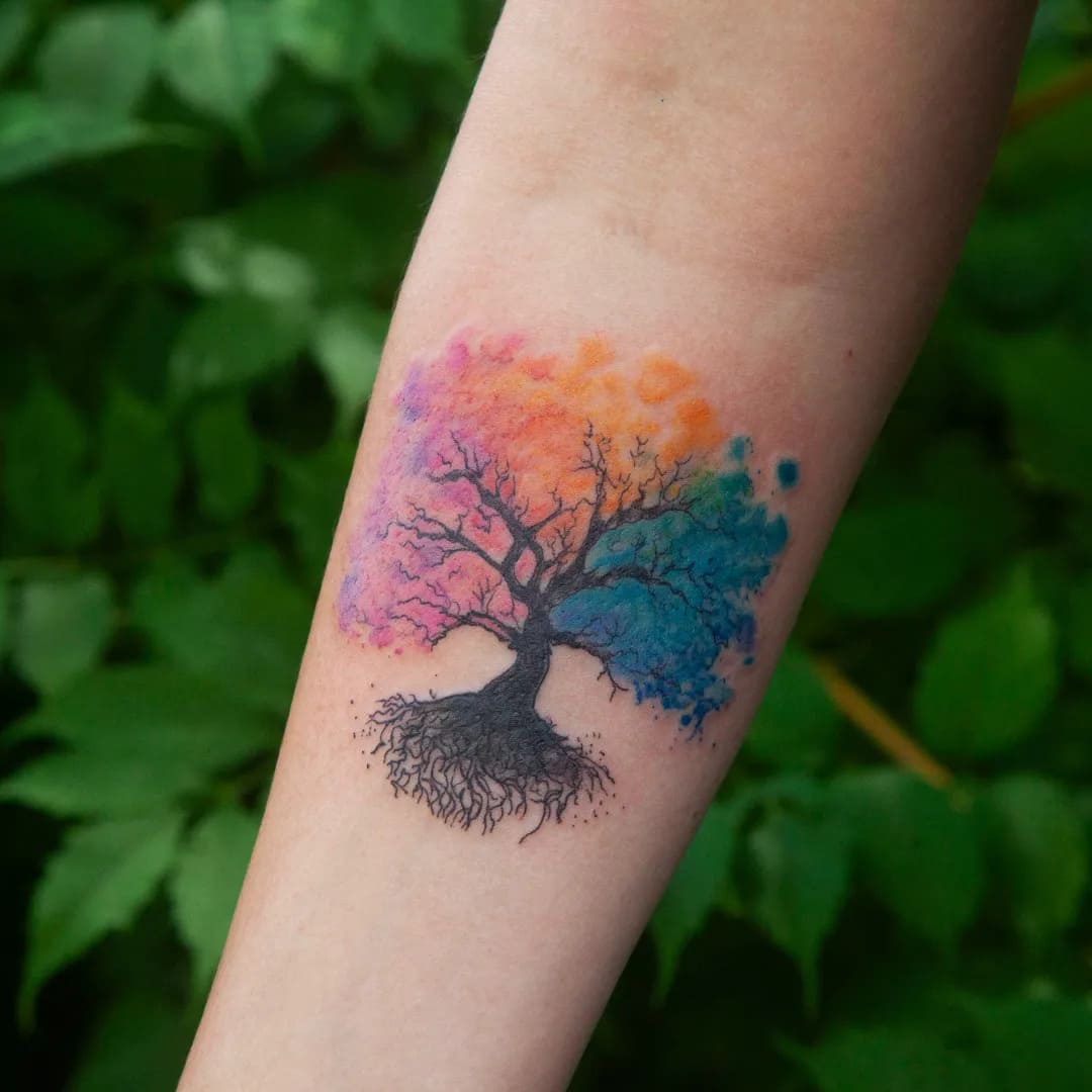 Watercolor Tree of Life Tattoo