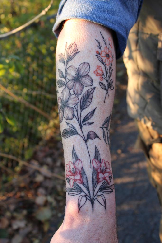 Botanical Fine Line Forearm Composition
