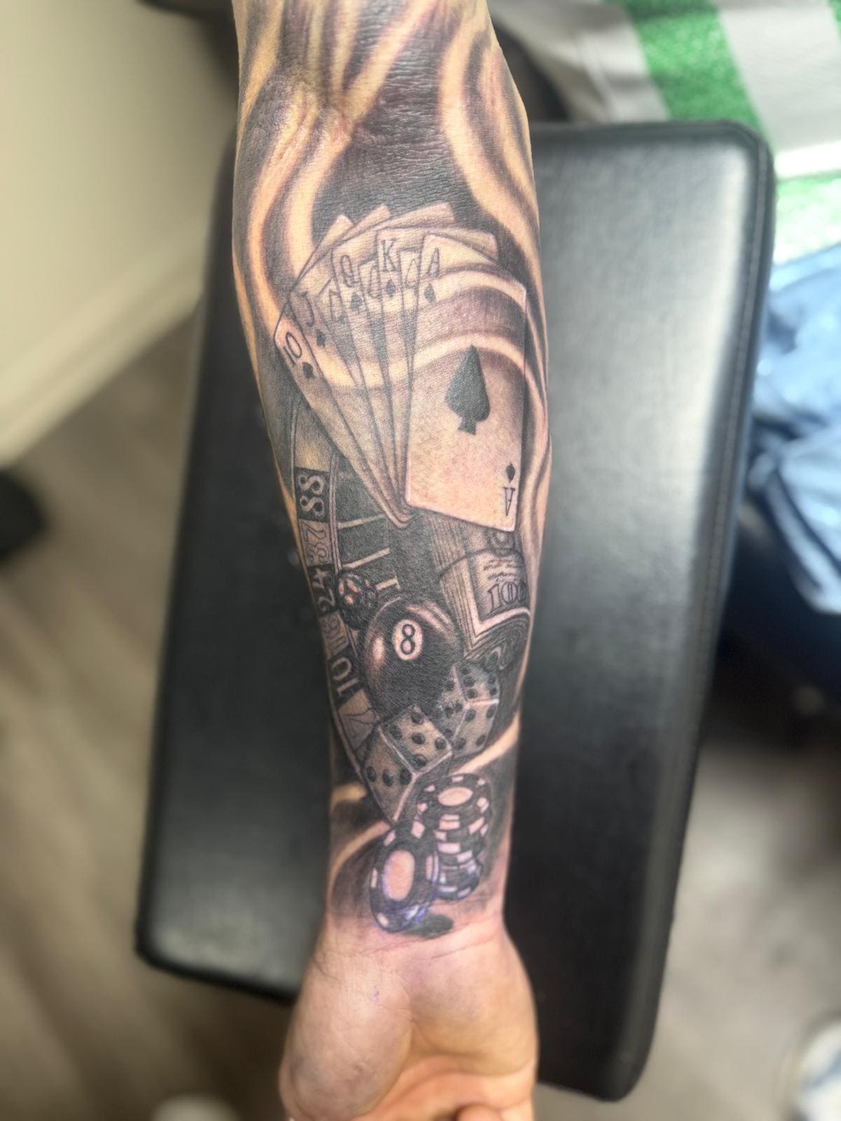 Gambling Sleeve – Cards, Dice & Money Tattoo