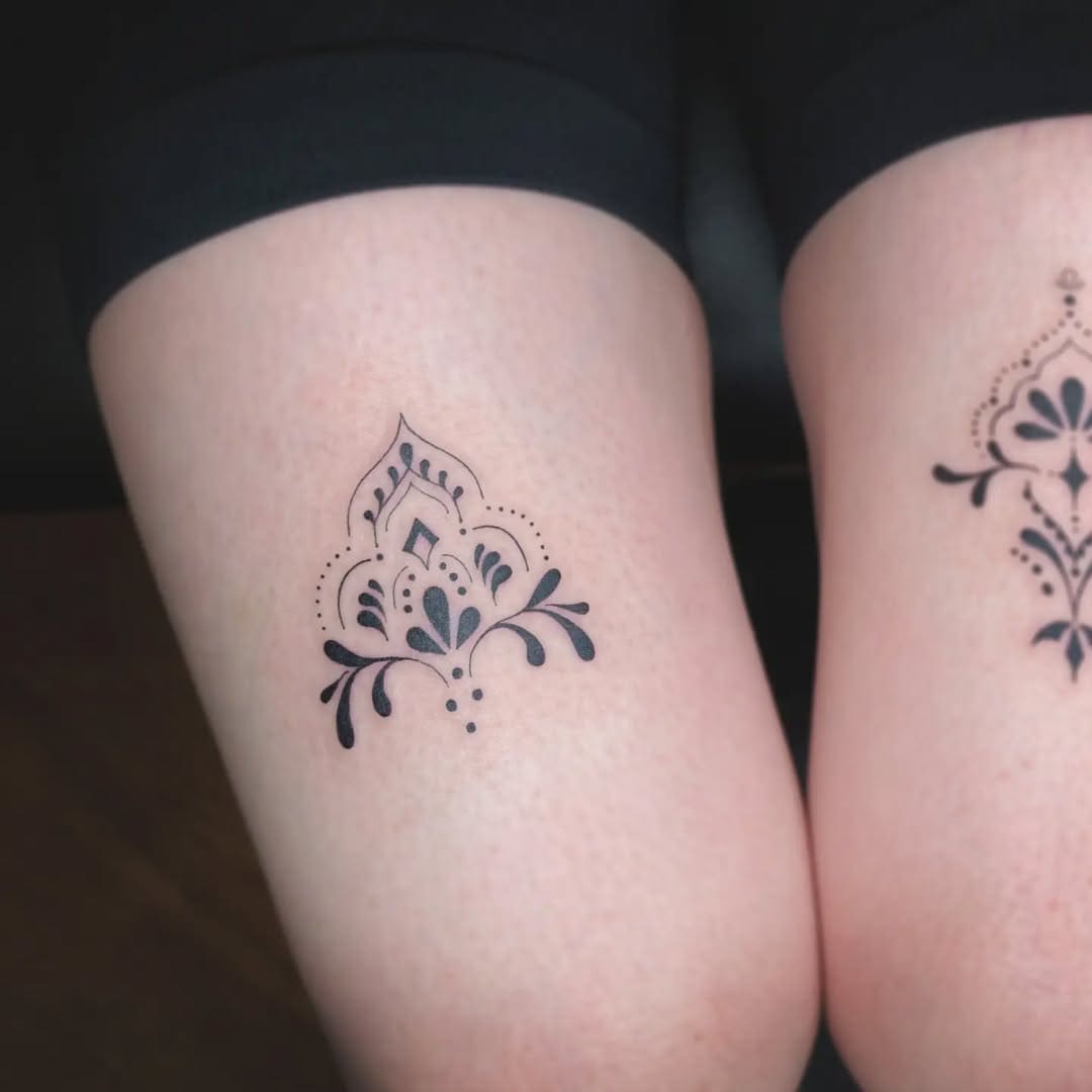 Minimal Ornamental Twin Tattoo
