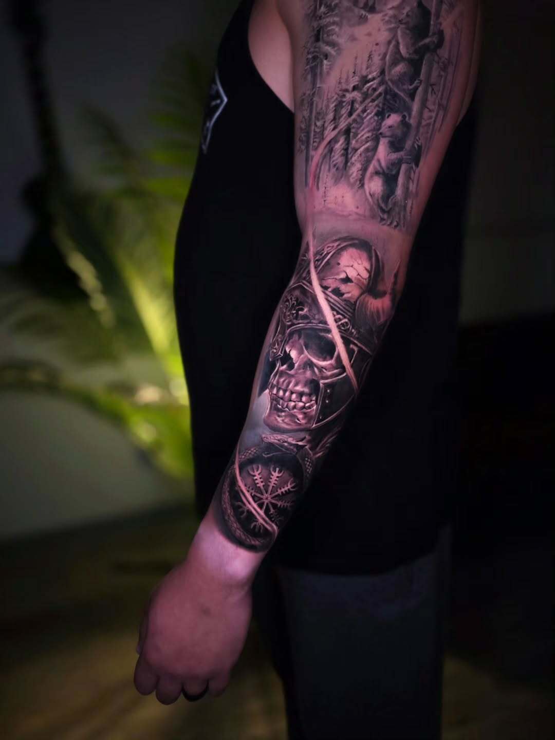 Viking Skull & Forest Realism Sleeve
