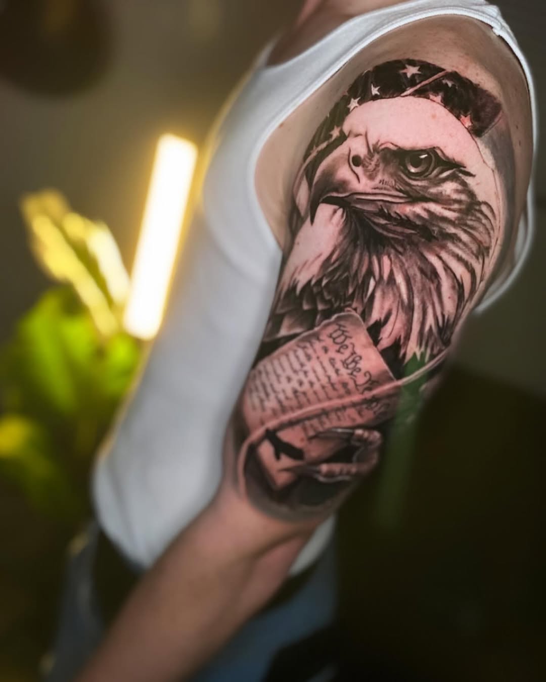 American Eagle & Constitution Realism Sleeve Tattoo