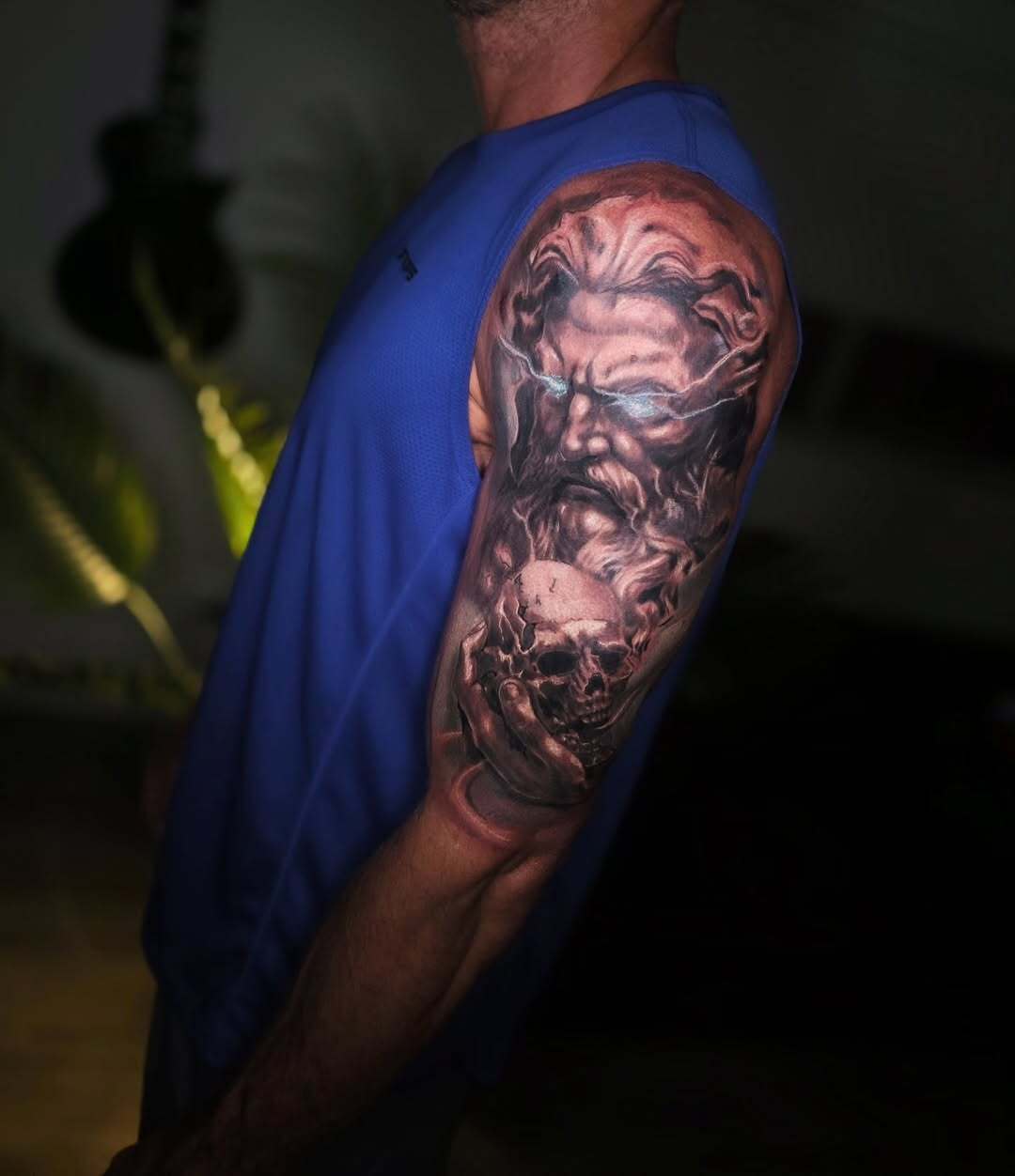 Zeus & Skull Realism Sleeve Tattoo