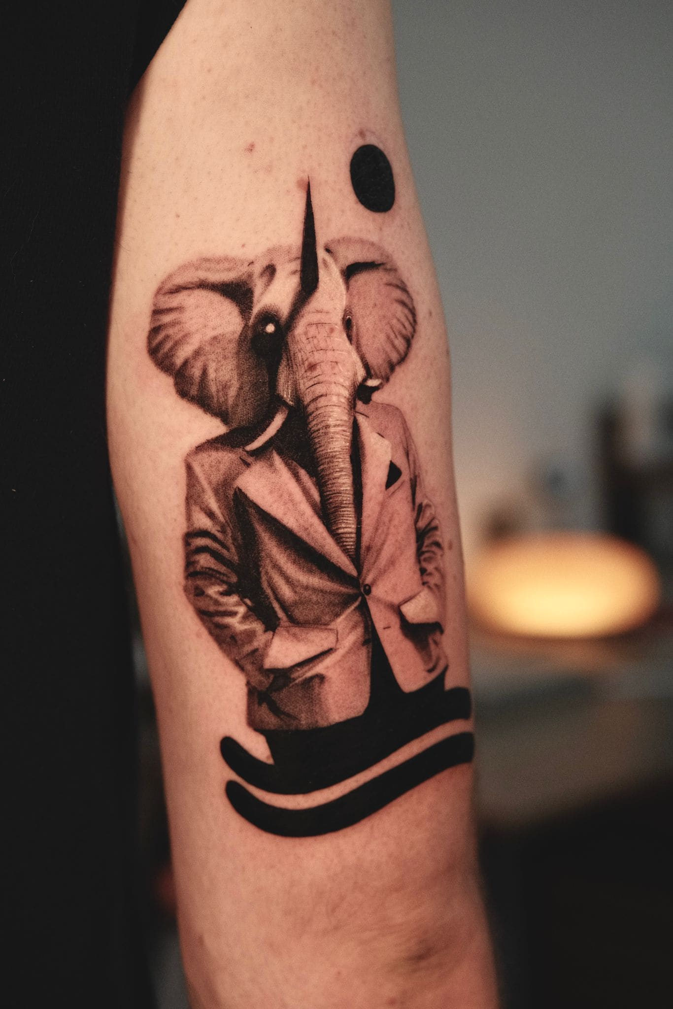 Surreal Elephant Gentleman Tattoo