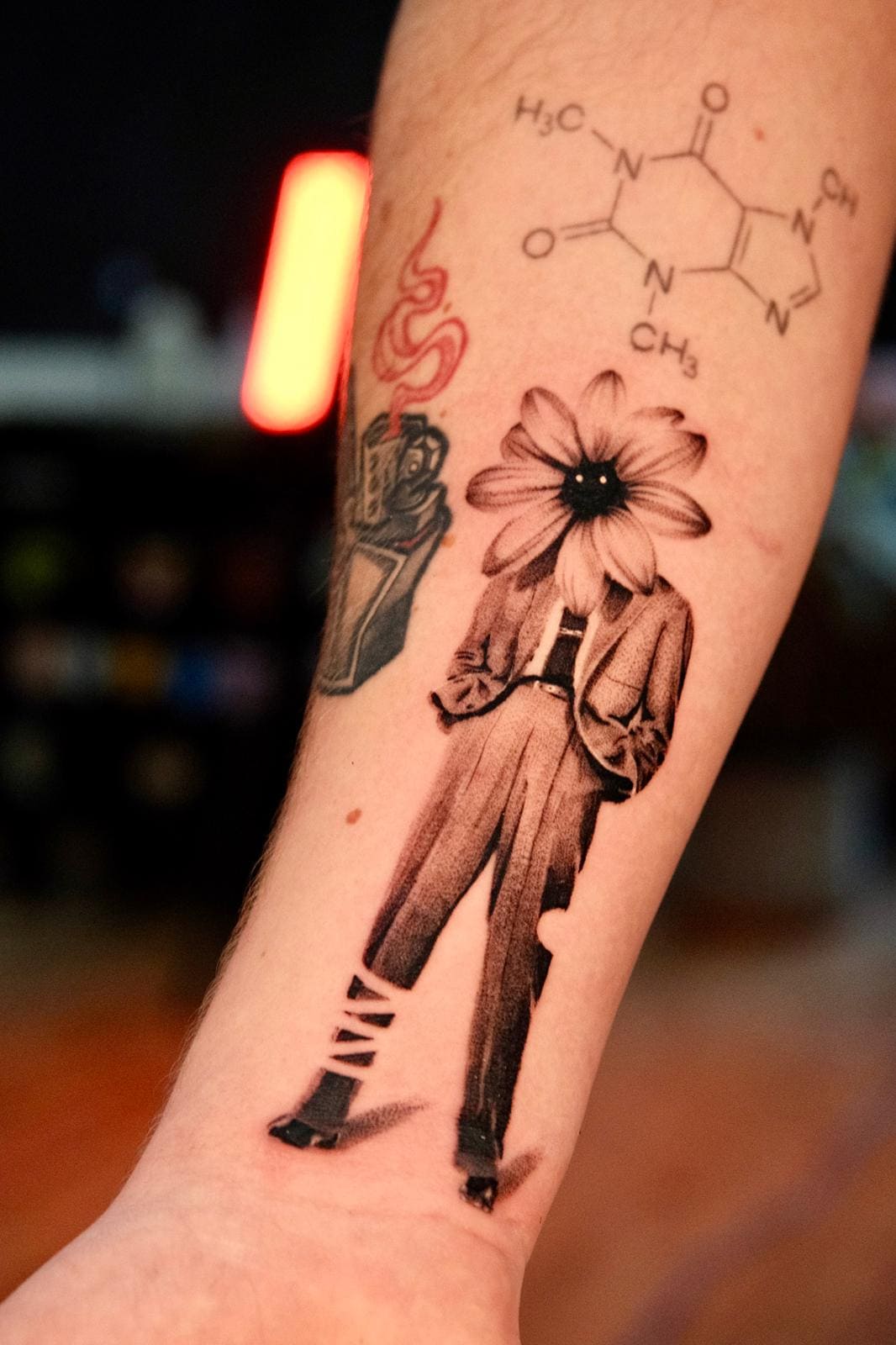 Surreal Flower Head Woman Tattoo