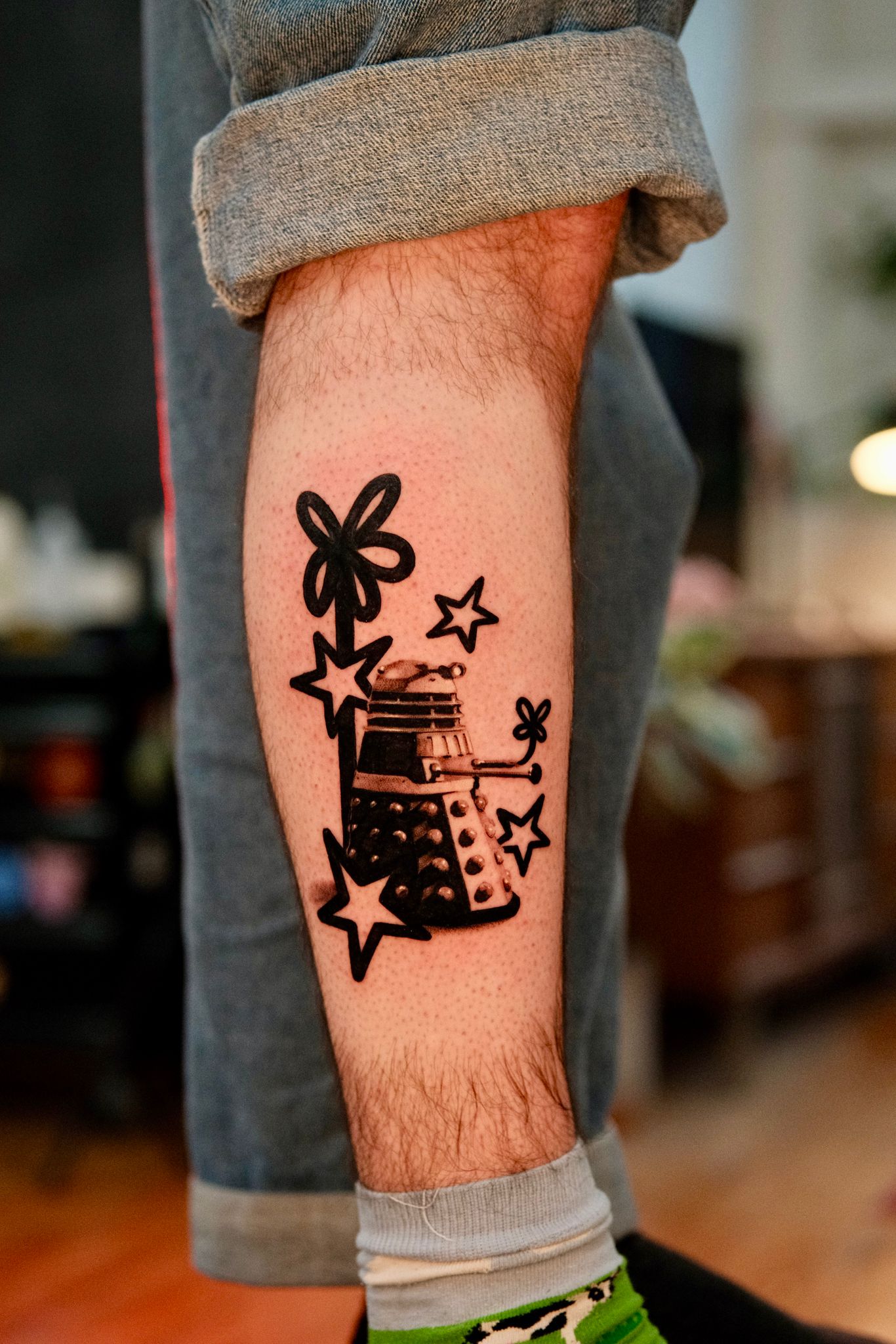 Dalek Pop Art Tattoo with Stars