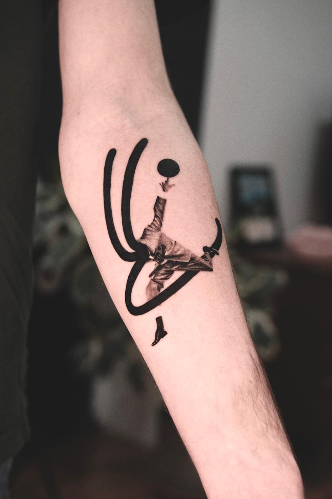 Abstract Falling Figure Tattoo