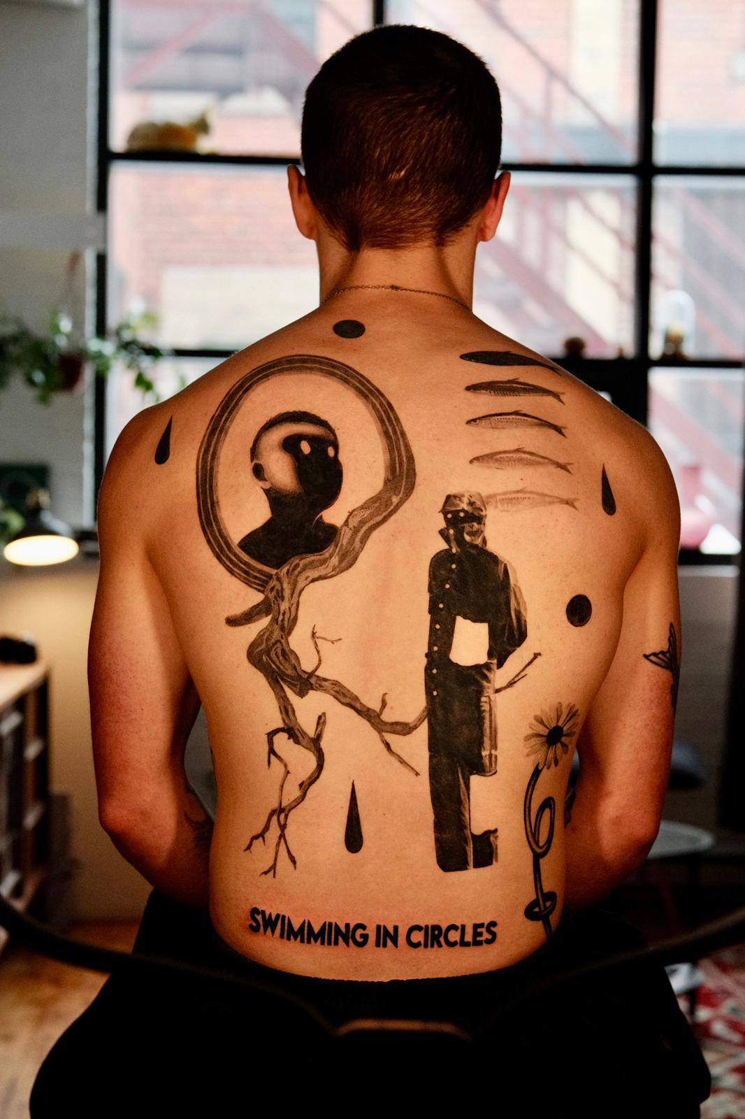 Conceptual Back Piece Tattoo “Swimming in Circles”