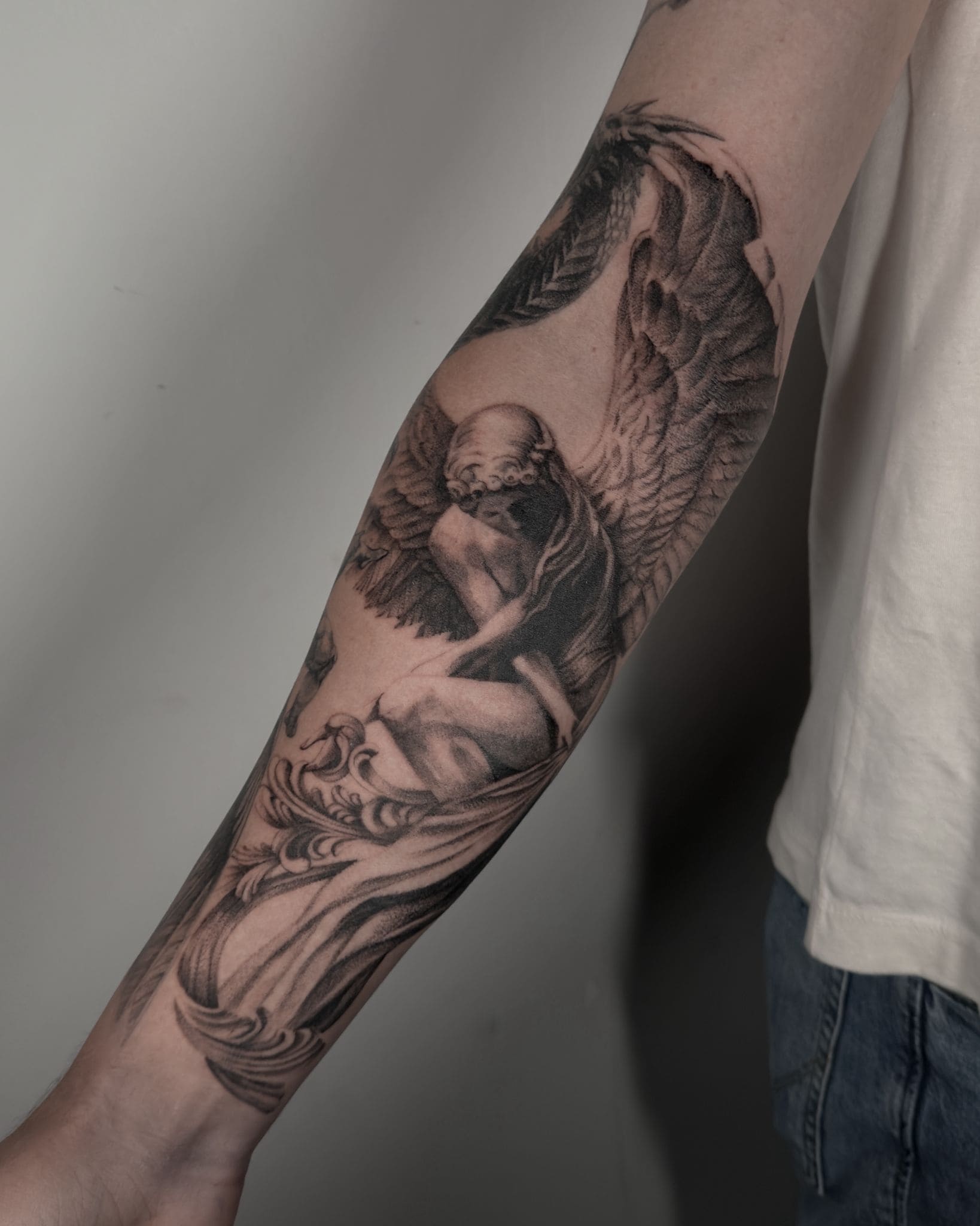 Fallen Angel Realism Tattoo