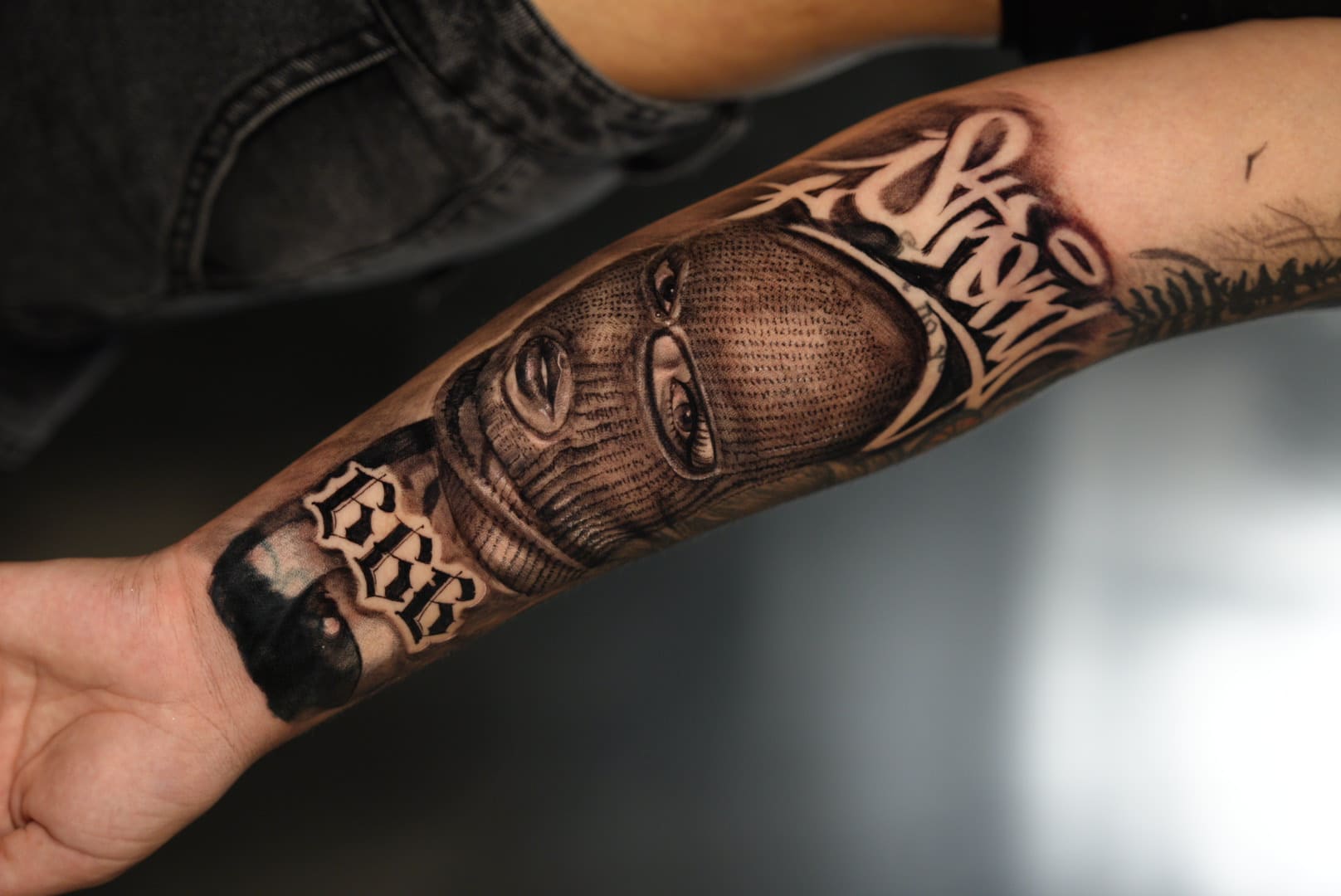 Chicano Mask Forearm Tattoo