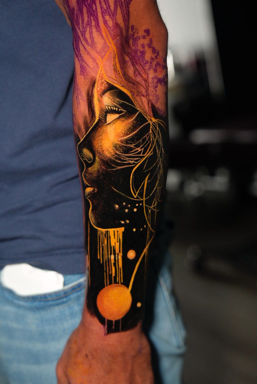 Abstract Female Portrait Color Tattoo