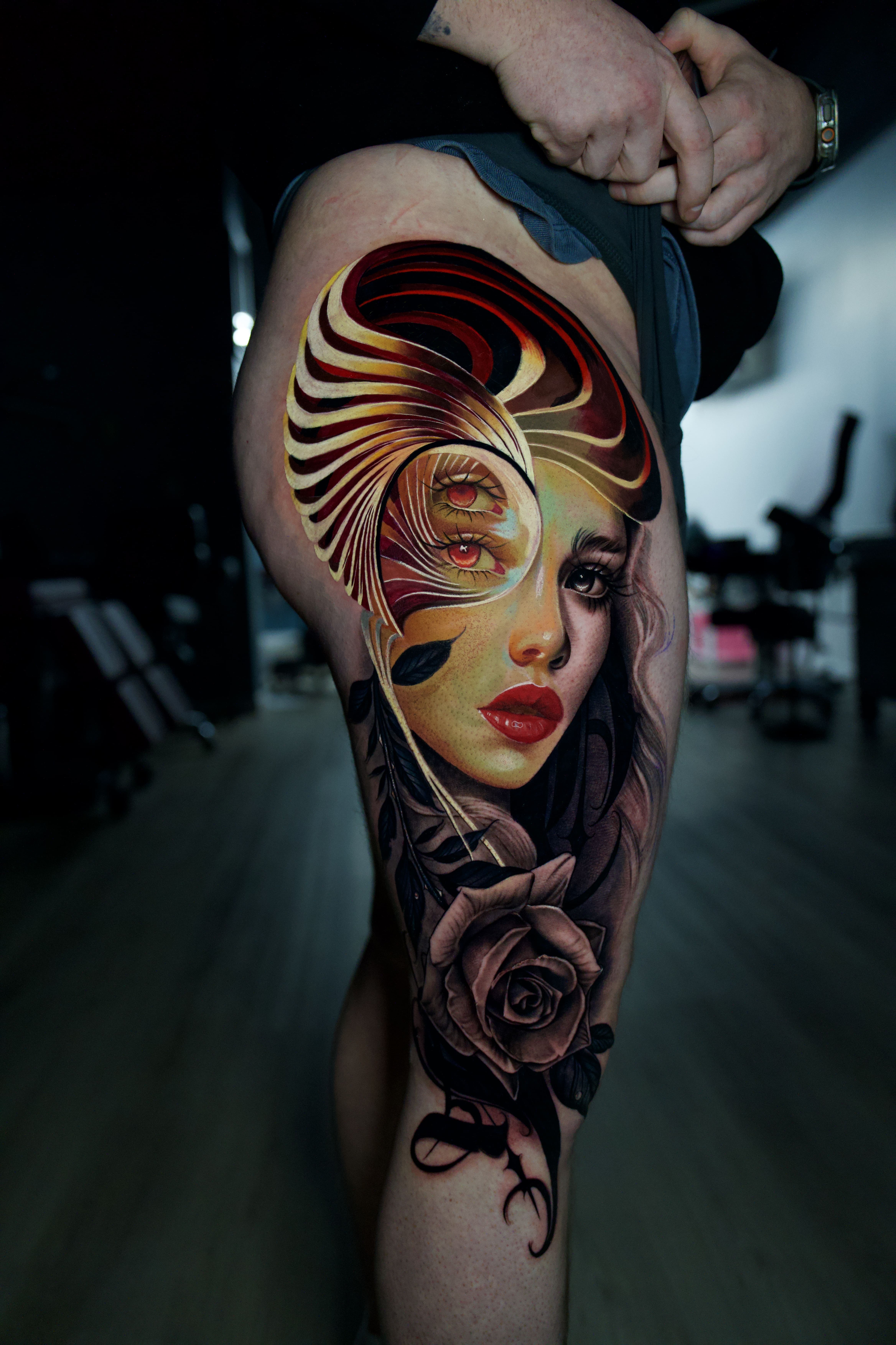 Surreal Lady Color Tattoo