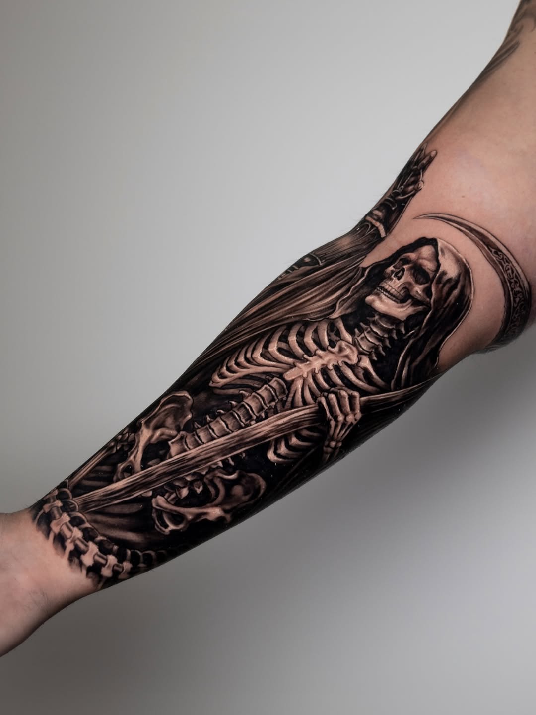 Grim Reaper Sleeve – Black & Grey Realism