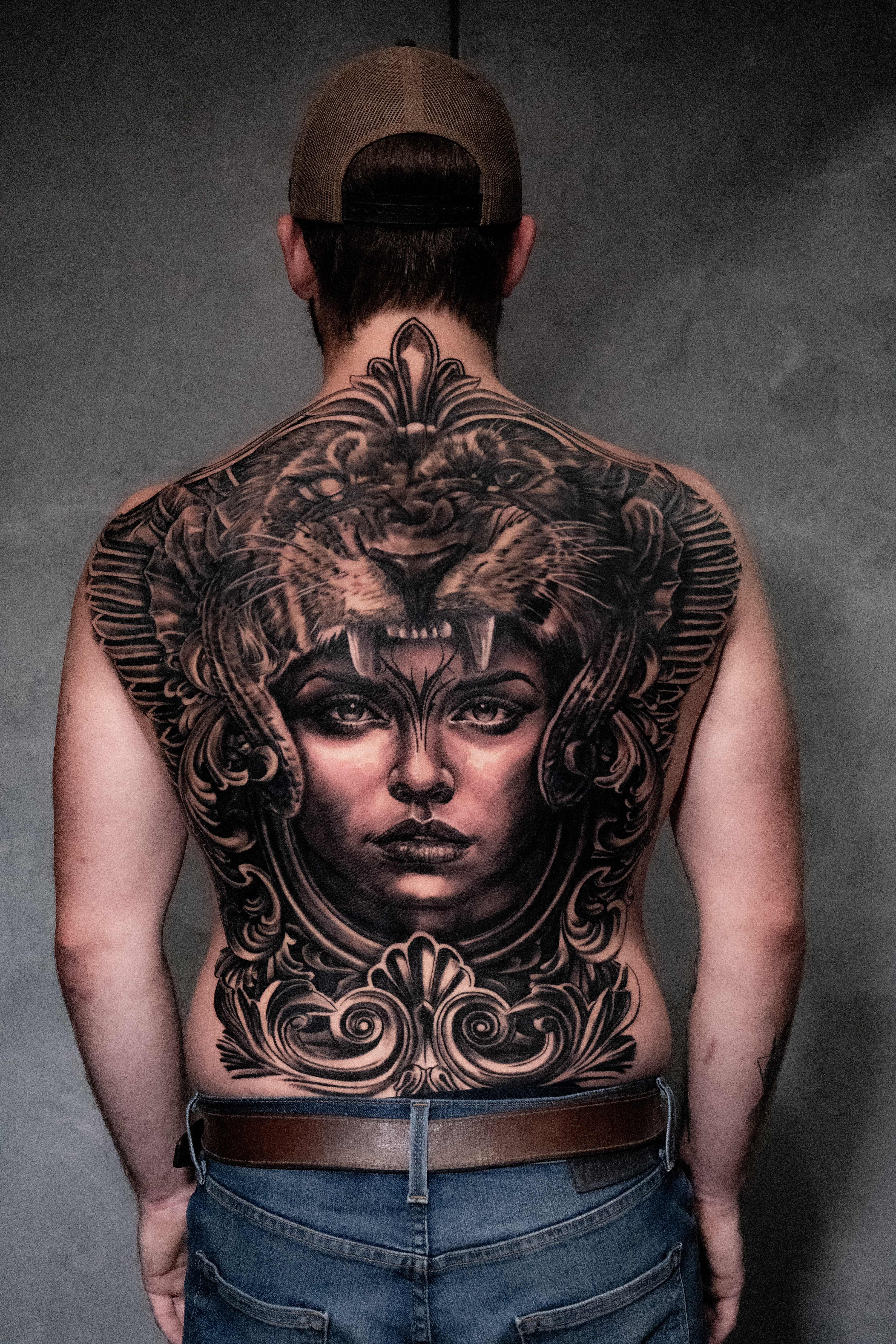 Medusa Back Piece – Black & Grey