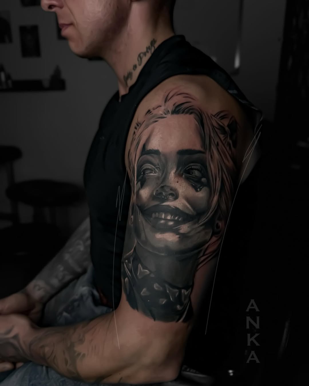 Distorted Smile – Dark Portrait Tattoo