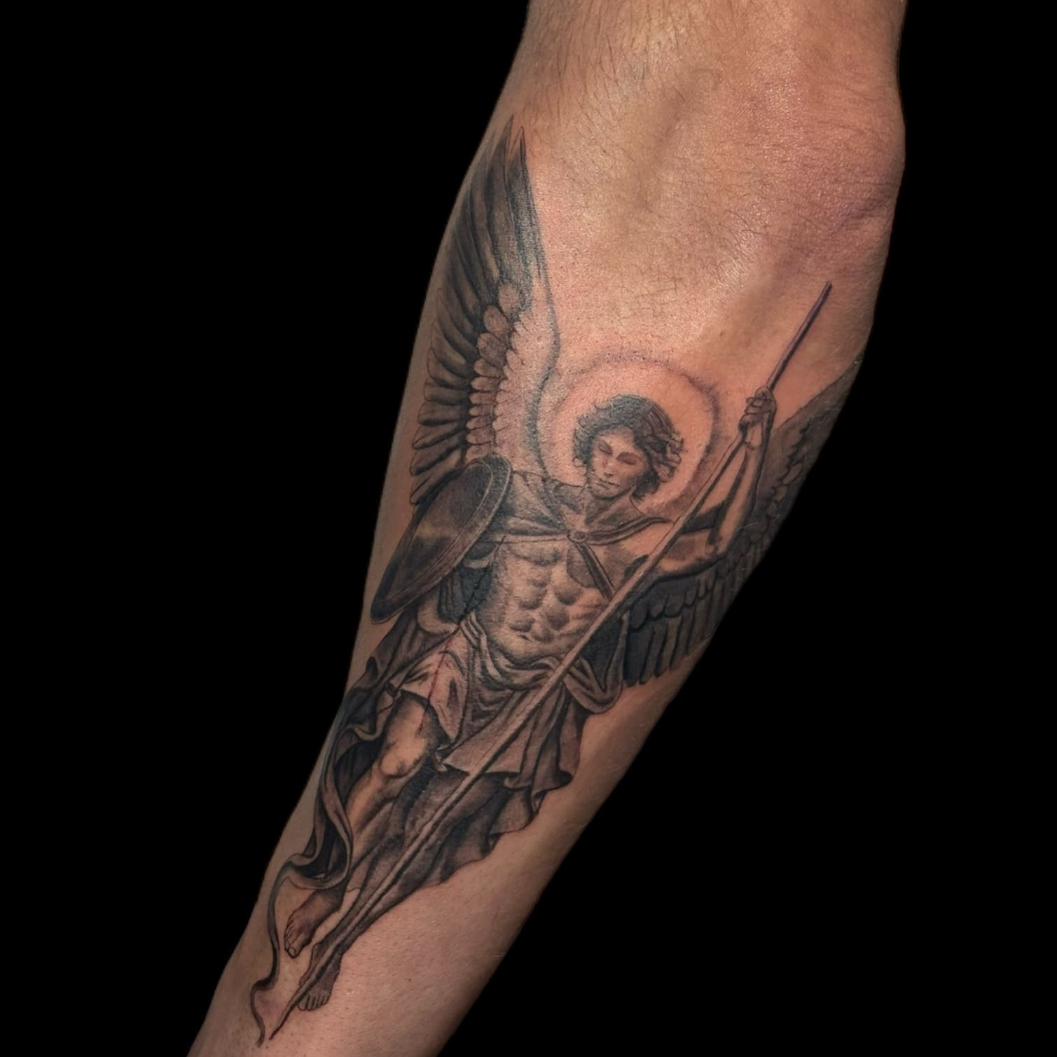 Archangel Tattoo in Black & Grey Realism