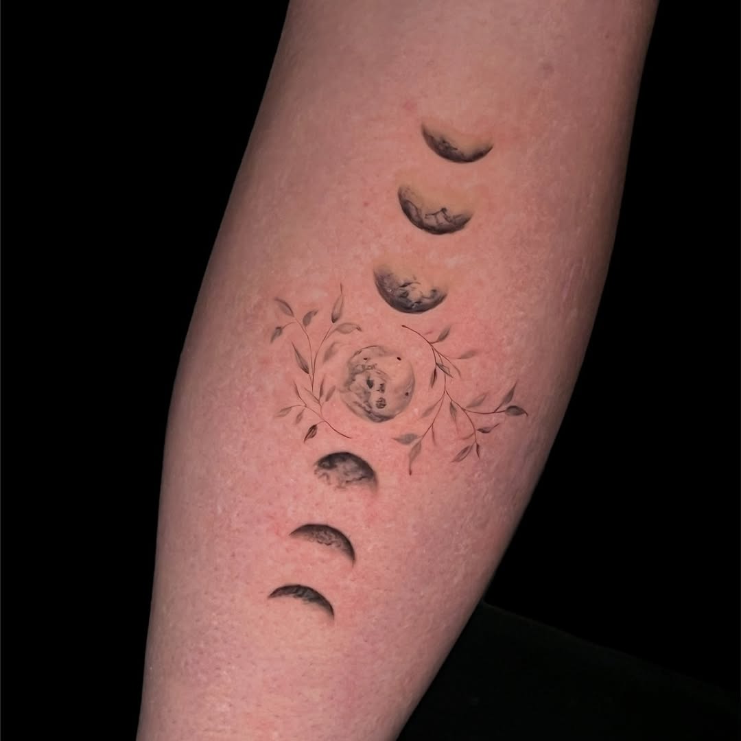 Minimal Moon Phases with Floral Accents
