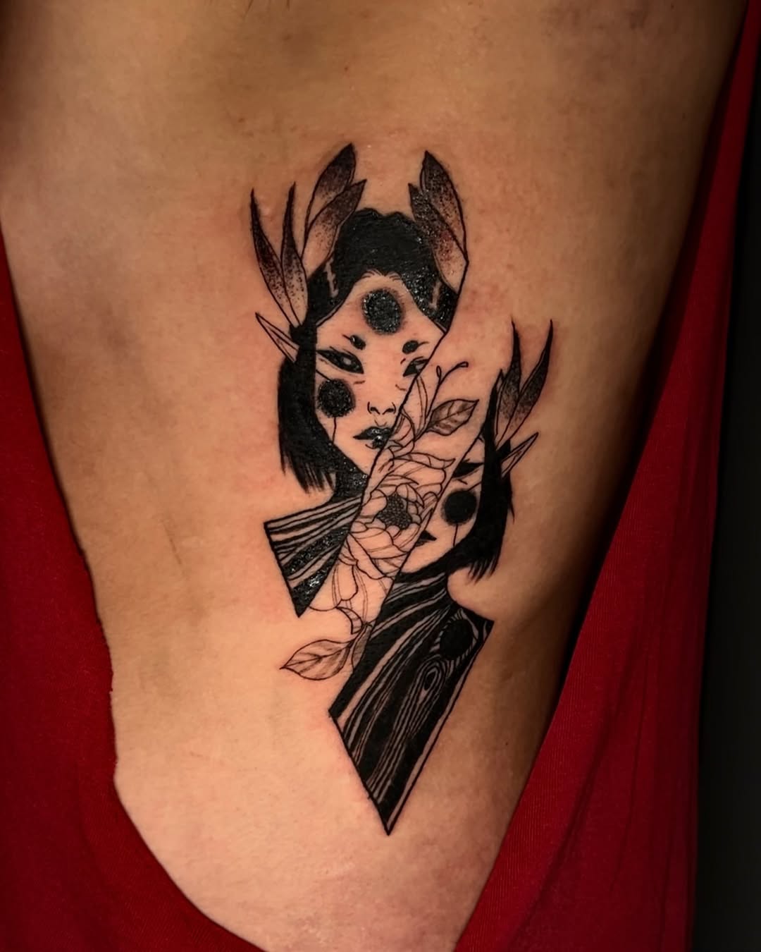 Surreal Dual Face with Botanical Fusion