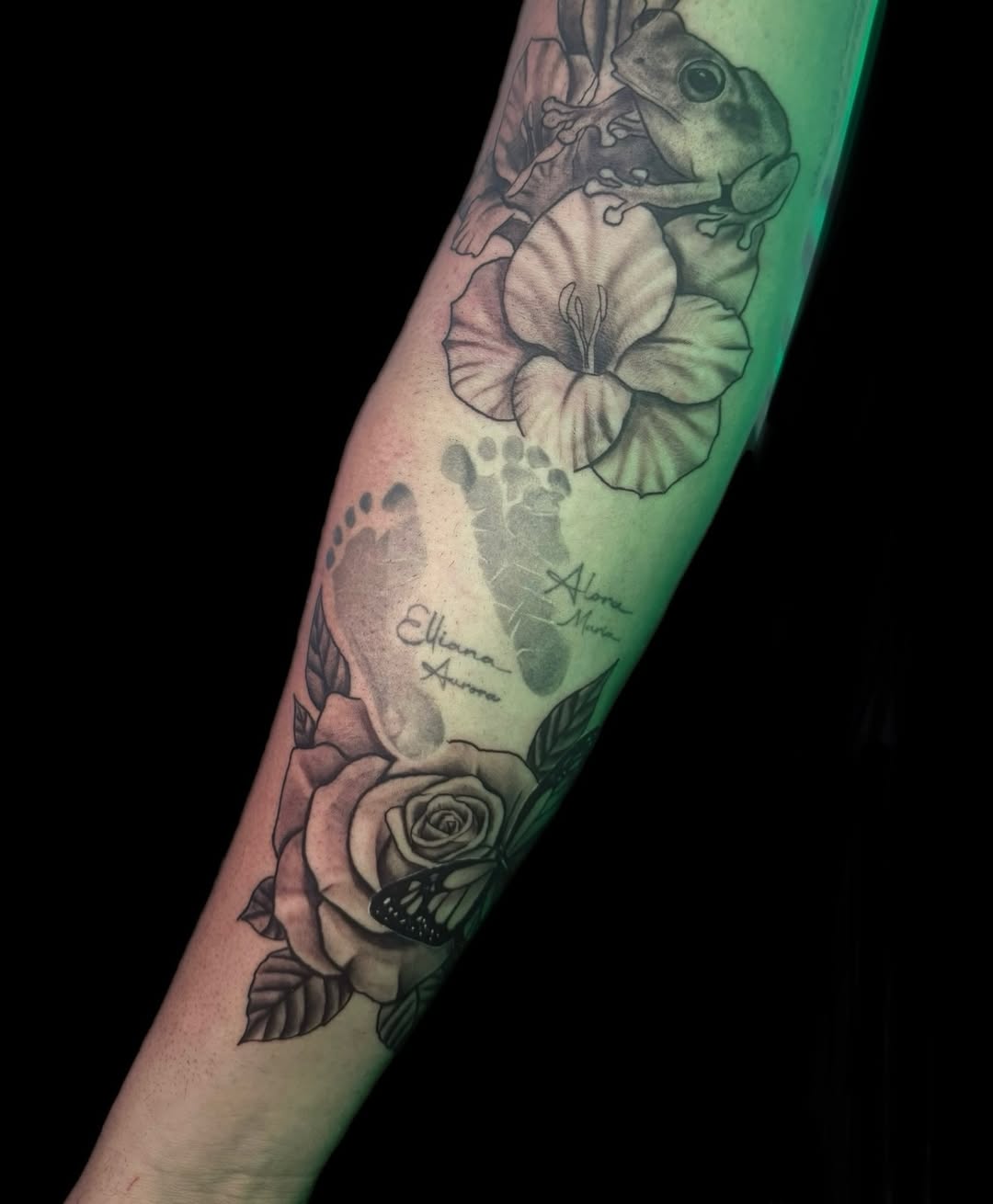 Memorial Footprints with Floral Composition