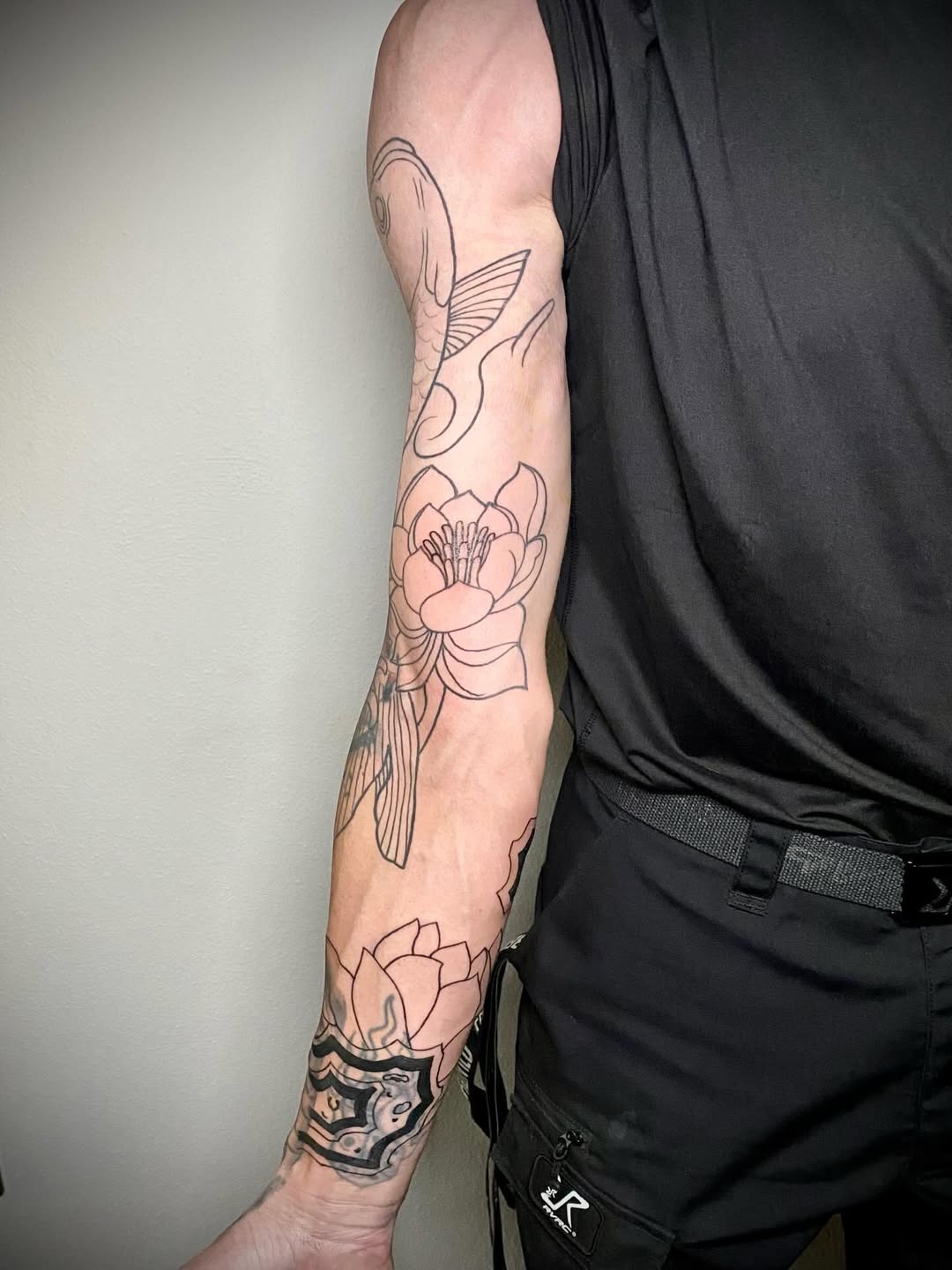 Japanese Koi & Lotus Sleeve (Linework in Progress)