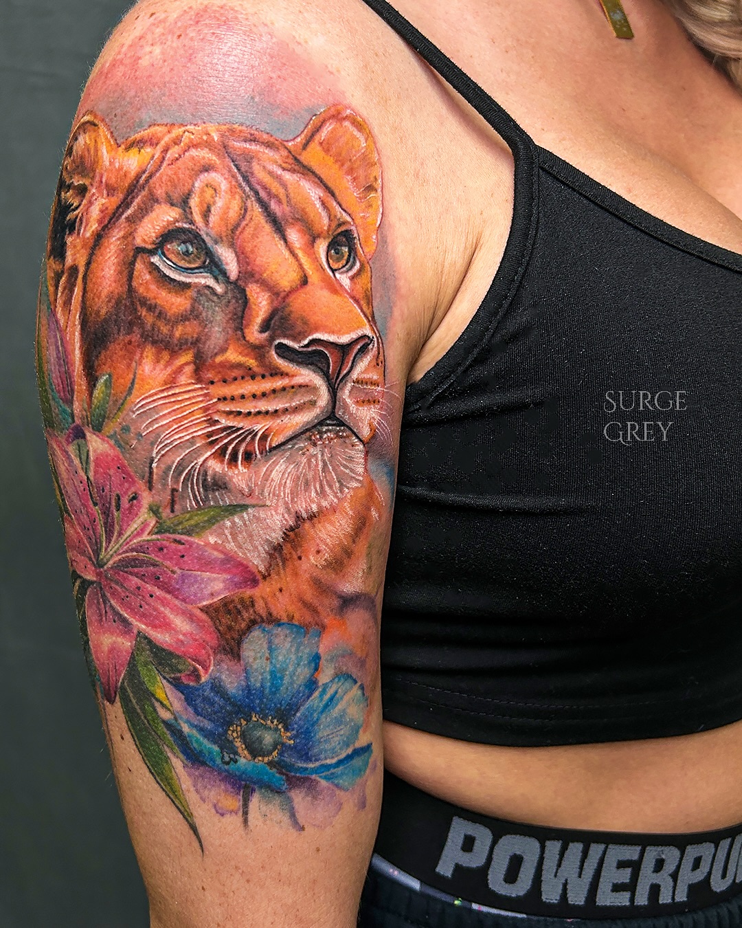 Lioness & Floral Color Piece