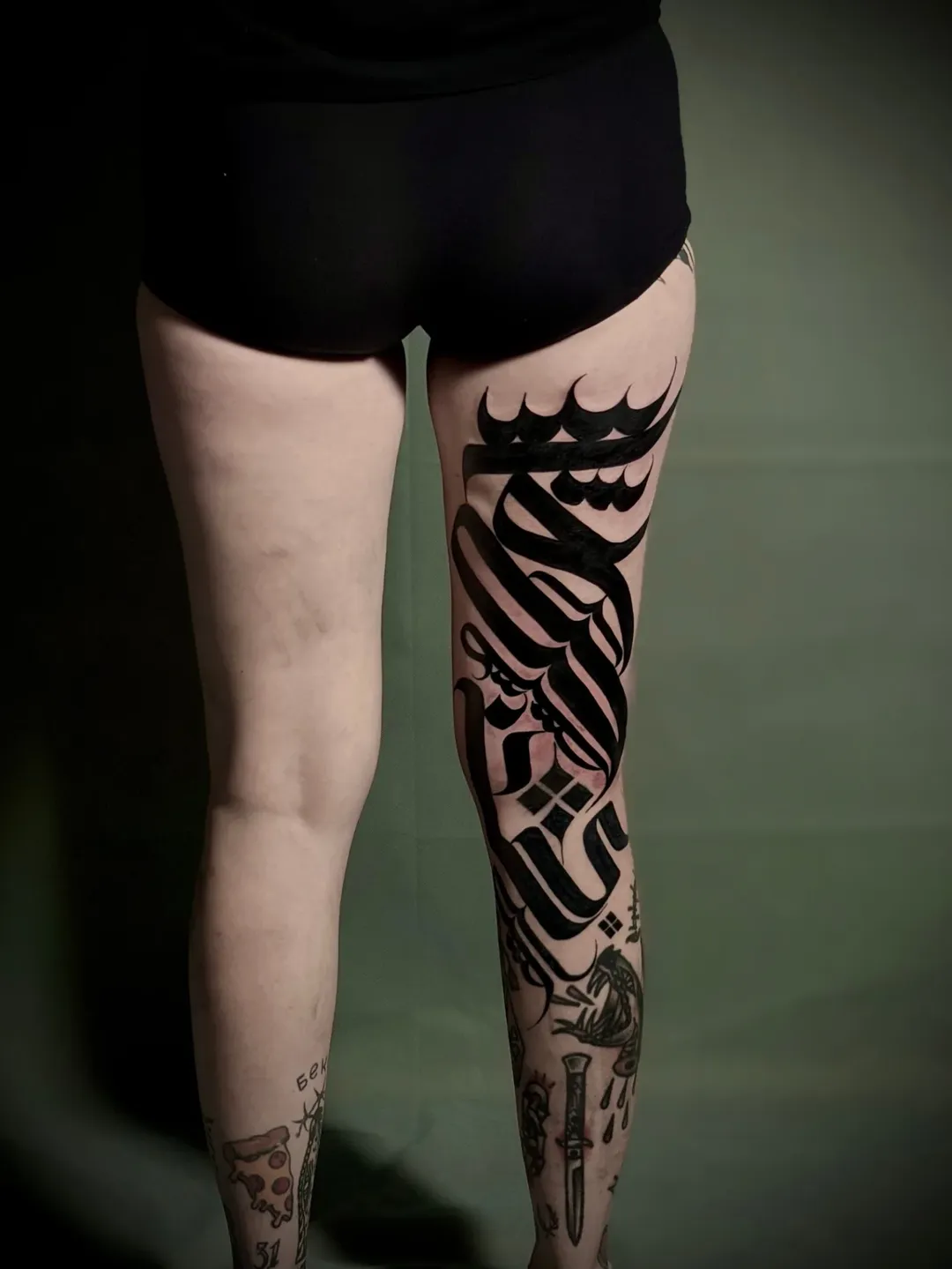 Abstract Calligraphy Leg Piece